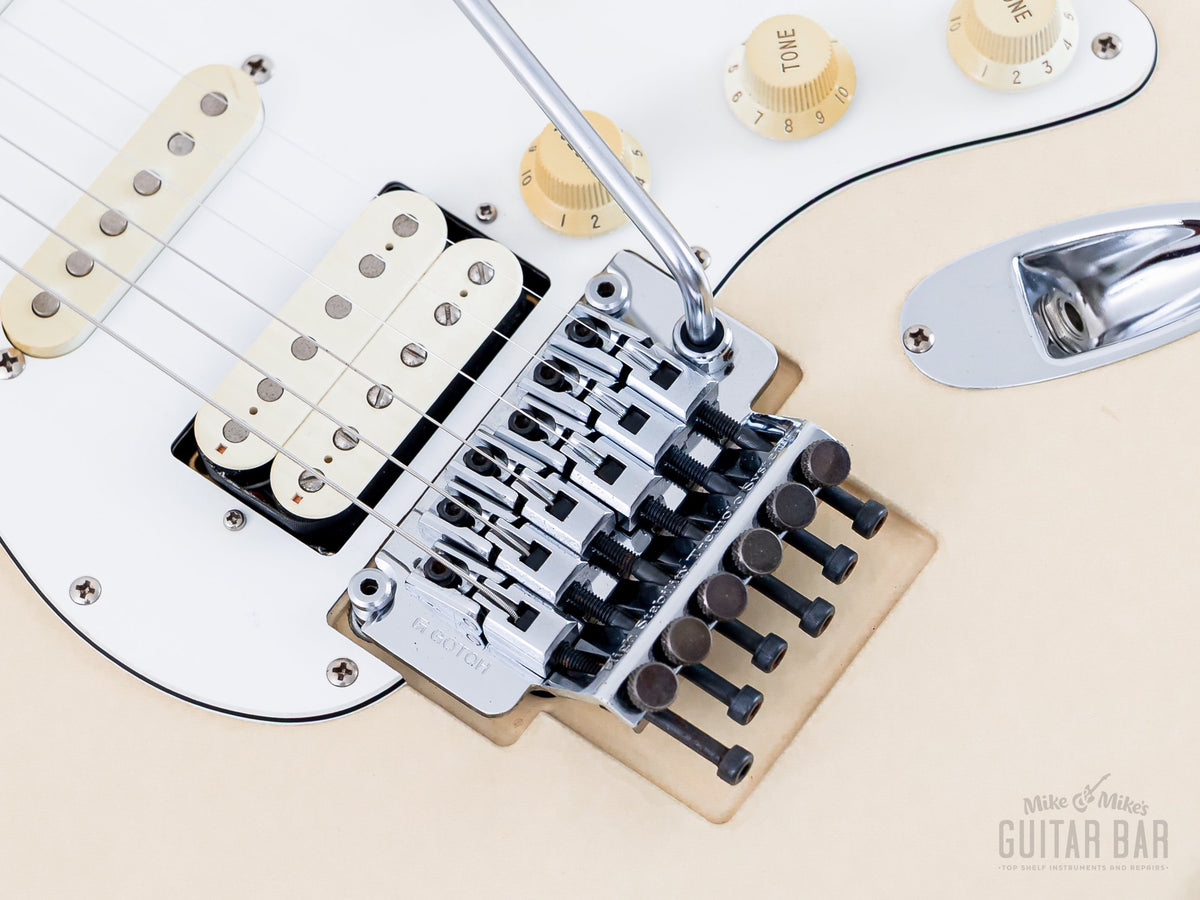 Bridge humbucker and Floyd Rose close-up