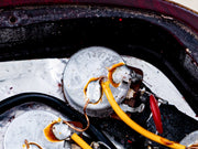 1973 Gibson SG Standard Walnut - control cavity wiring and pots