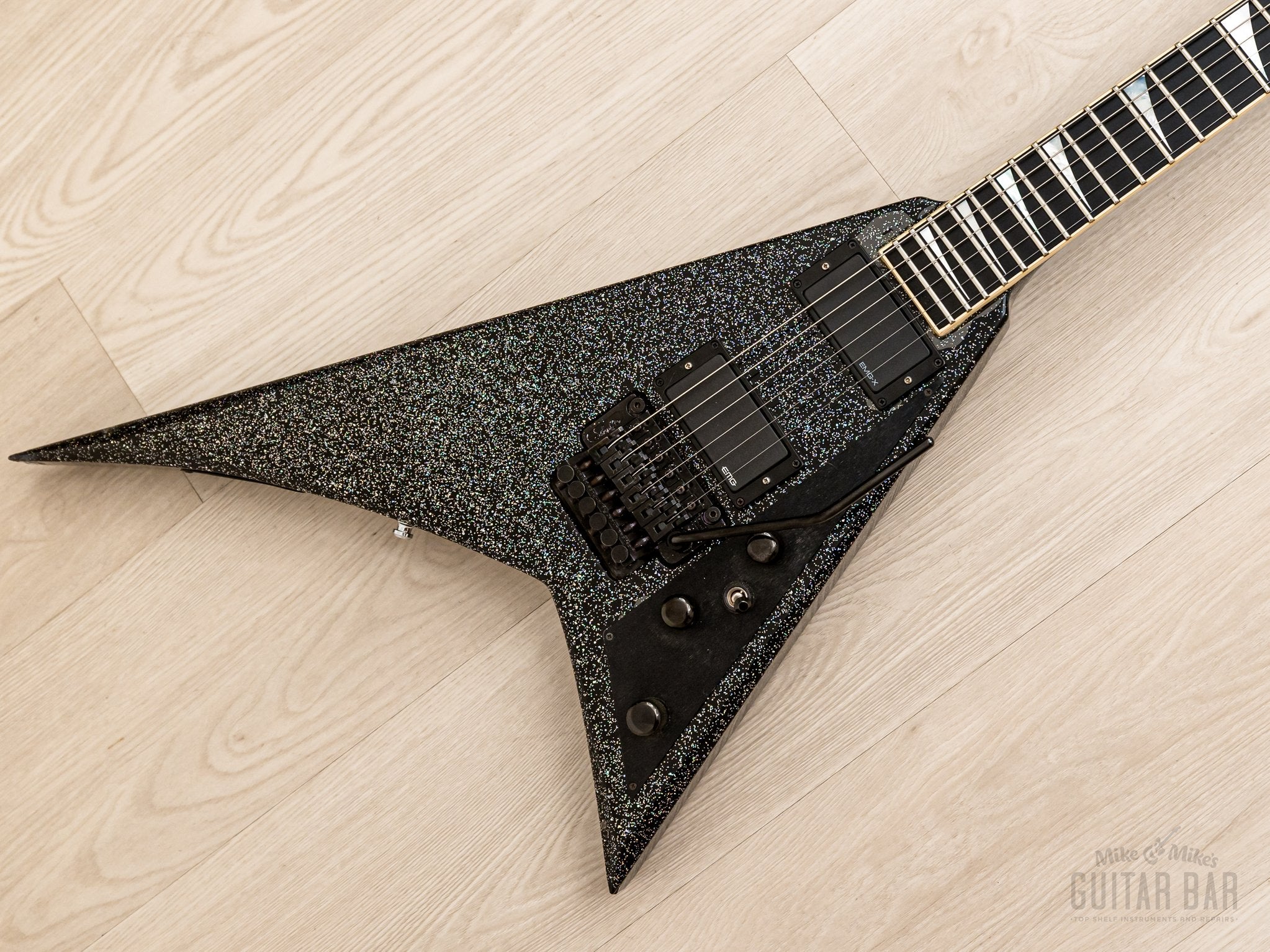 1994 Jackson USA Randy Rhoads RR1 Flying V Holoflake w/ EMG, Case