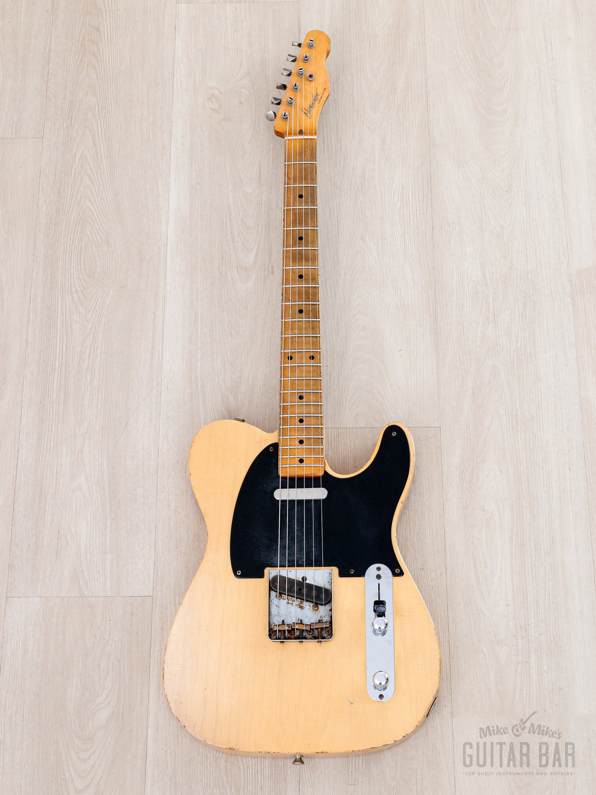 2016 Danocaster Single Cut Blackguard Butterscotch, full front view