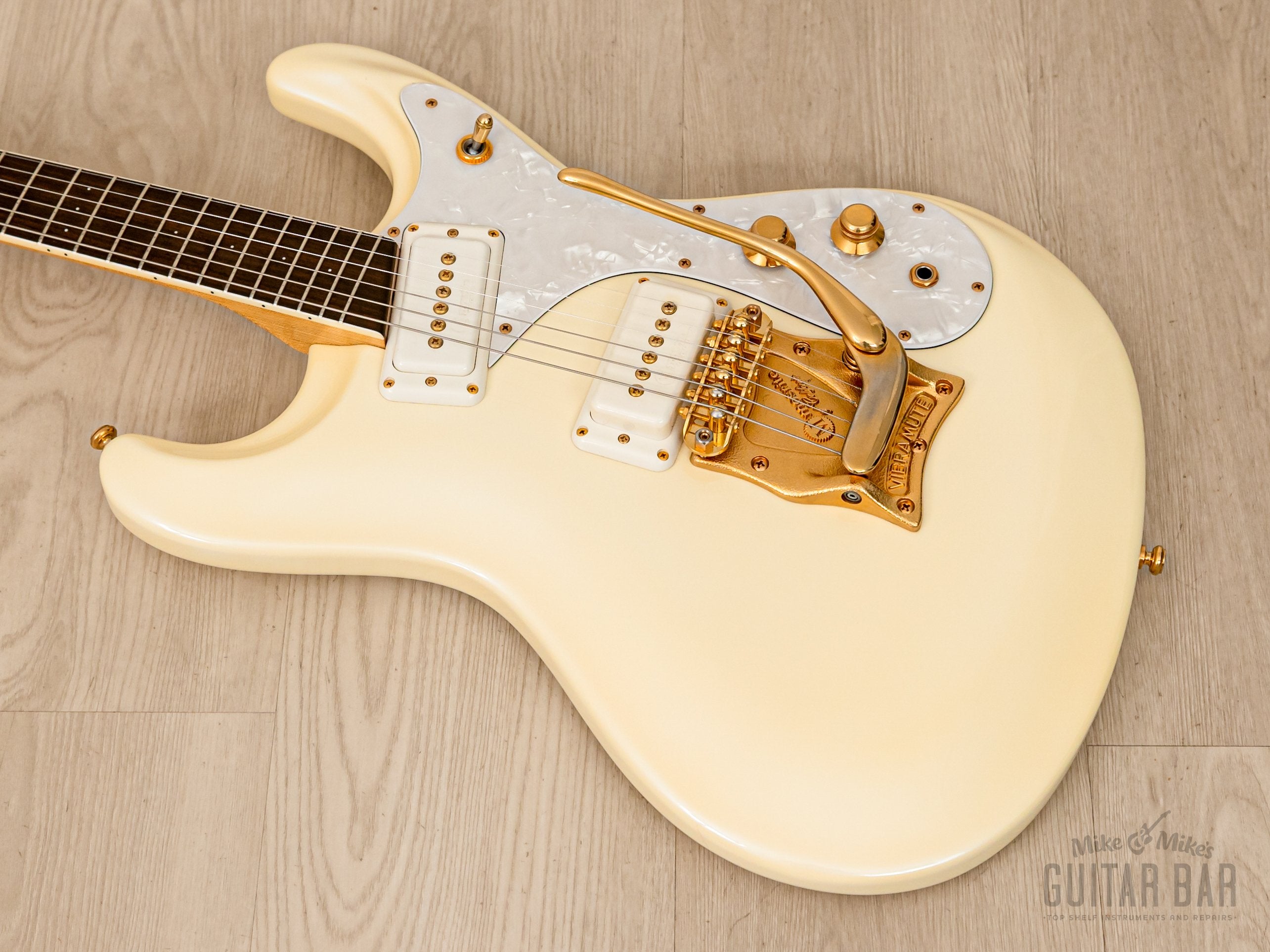 2000s Mosrite Ventures Model Super Custom '65 Pearl White w/ Gold Hardware, Vibramute & Case, Japan Kurokumo