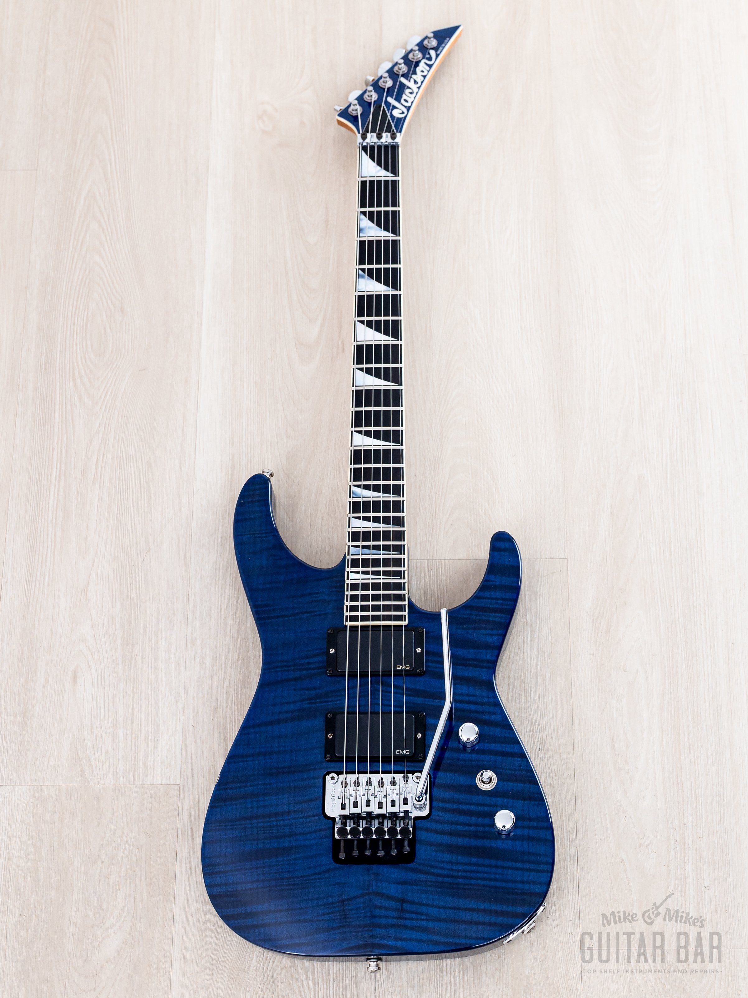 2003 Jackson USA Select Dinky DK1 Trans Blue Flame Top w/ EMG, Floyd R