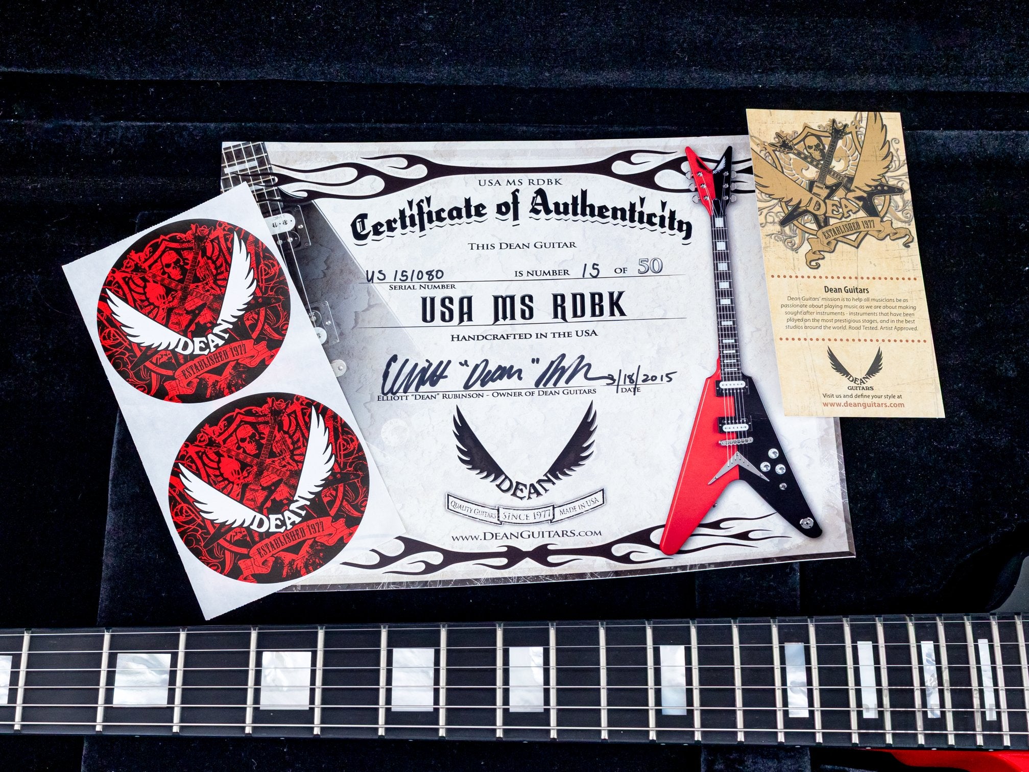 2015 Dean Custom Shop USA Michael Schenker Red Black Flying V, Signed