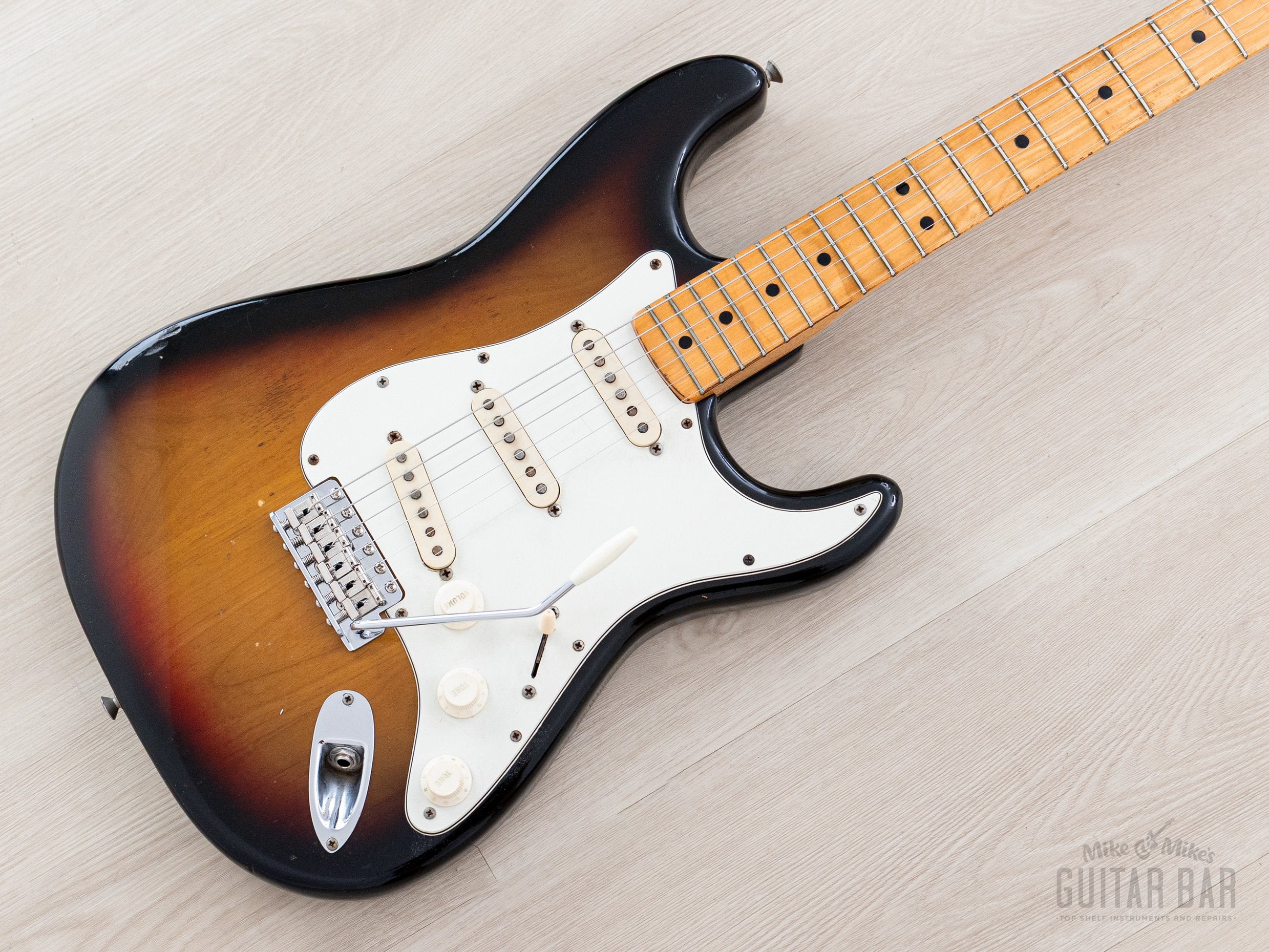 1974 Fender Stratocaster Vintage Guitar Sunburst w/ Case, Converted Fr