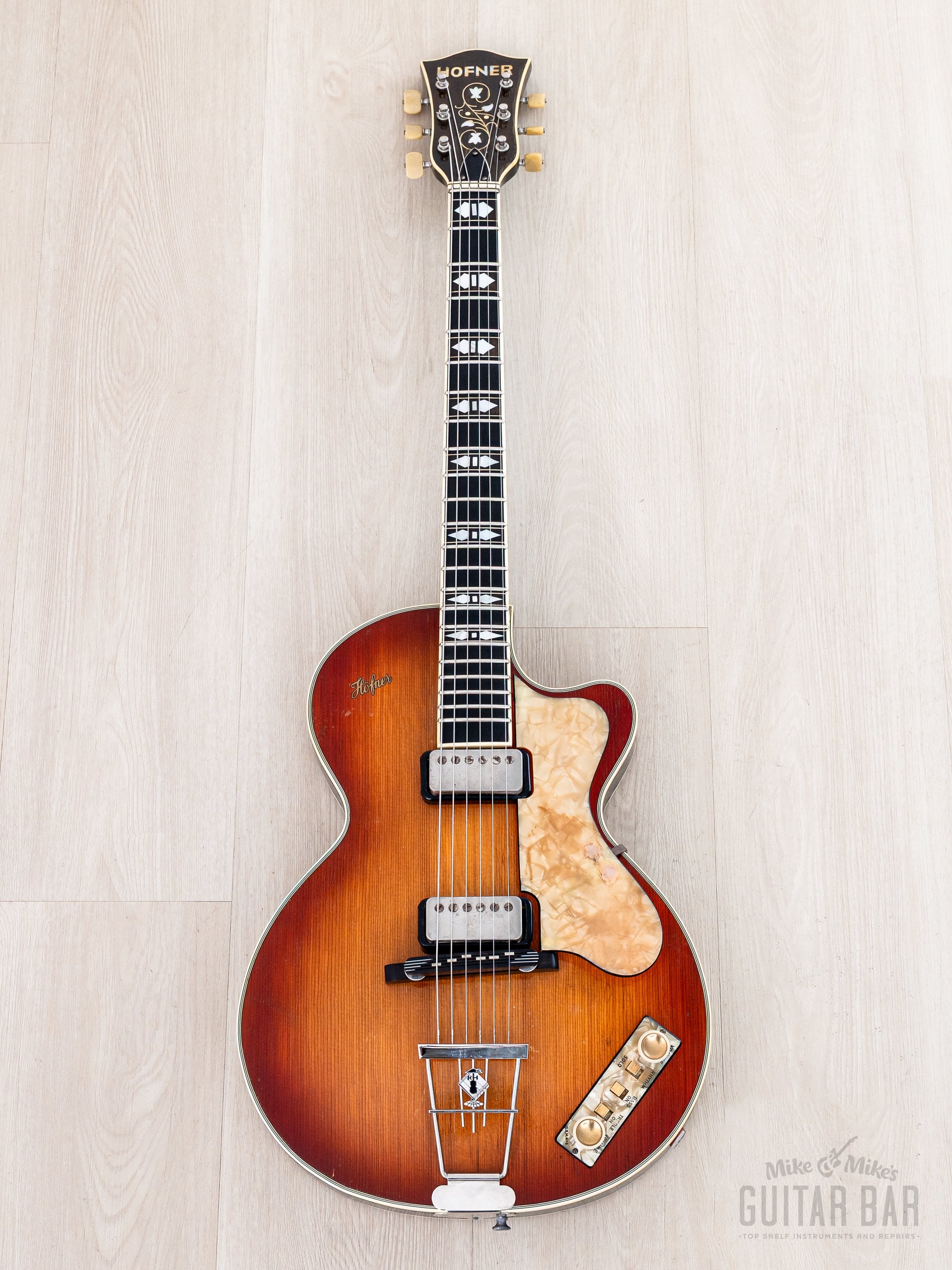 1961 Hofner Club 60 Model 128 Vintage Hollowbody Guitar Brunette w/ Ca