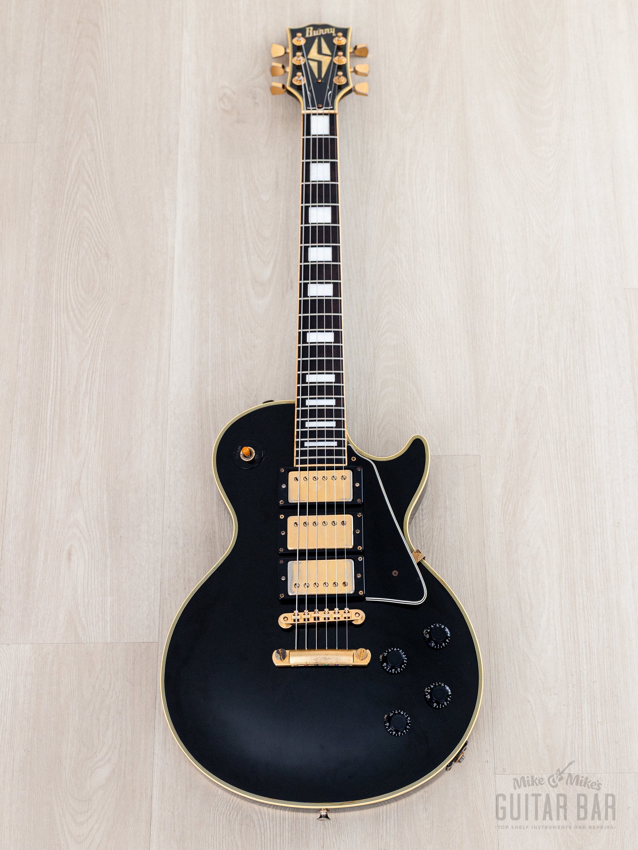 1989 Burny Black Beauty Custom '57 Model RLC-65 3 Pickup w/ VH-3 Picku