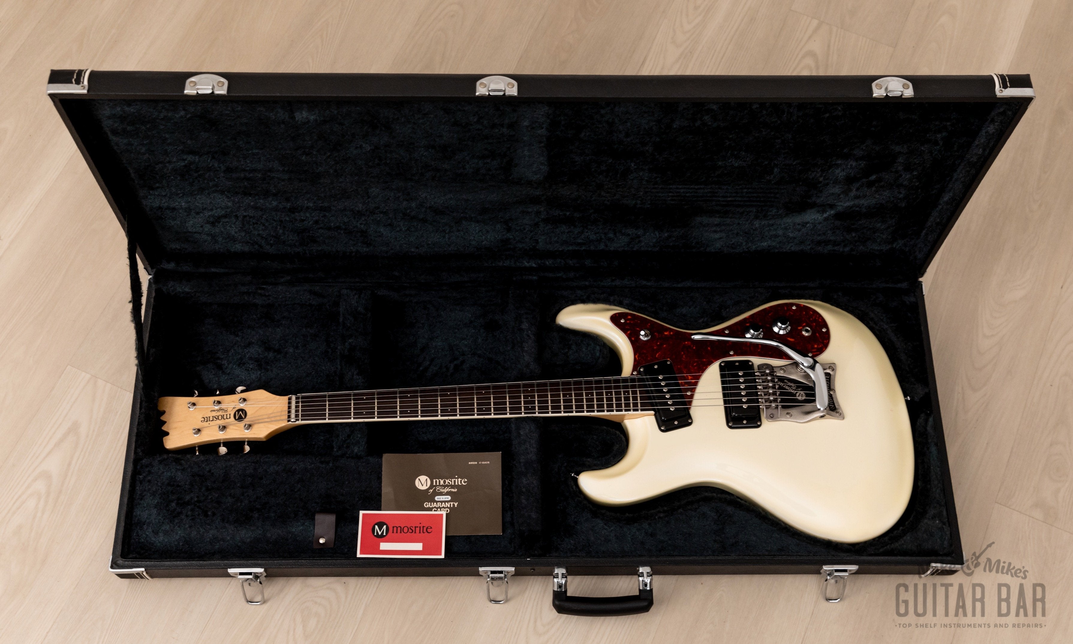 2000s Mosrite Ventures Model Super Custom '65 Pearl White w/ Vibramute, Case & Hangtags, Japan Kurokumo