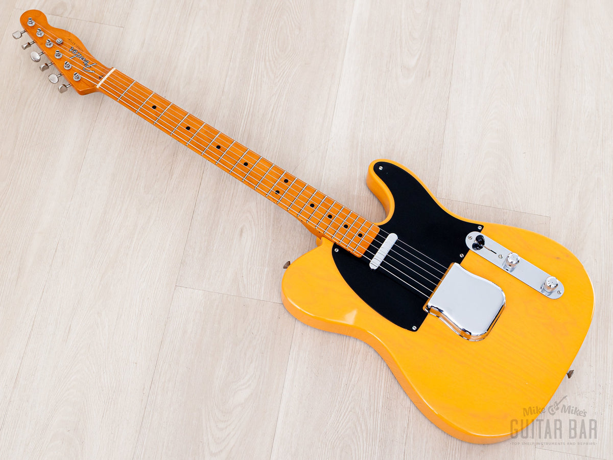 1999 Fender American Vintage 52 Telecaster Butterscotch, full front angled view, neck side
