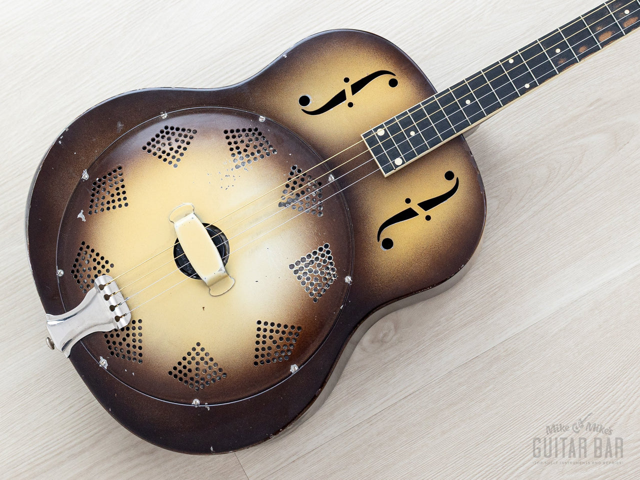1930 National Triolian Tenor Resonator Vintage Guitar Two-Tone Walnut, 100% Original w/ Case