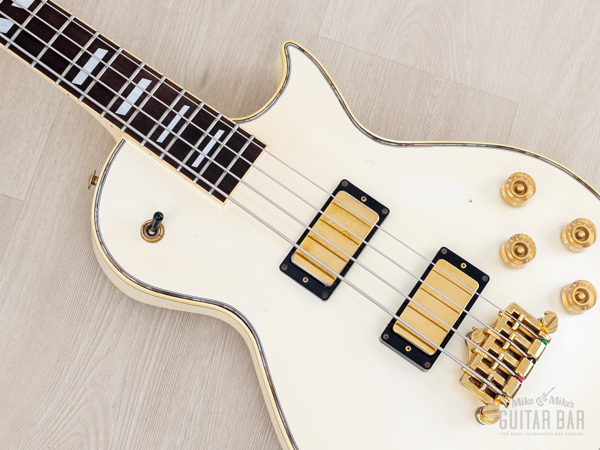 2002 Greco LGB-90 Full Scale LP Custom Bass Pearl White, Japan Fujigen