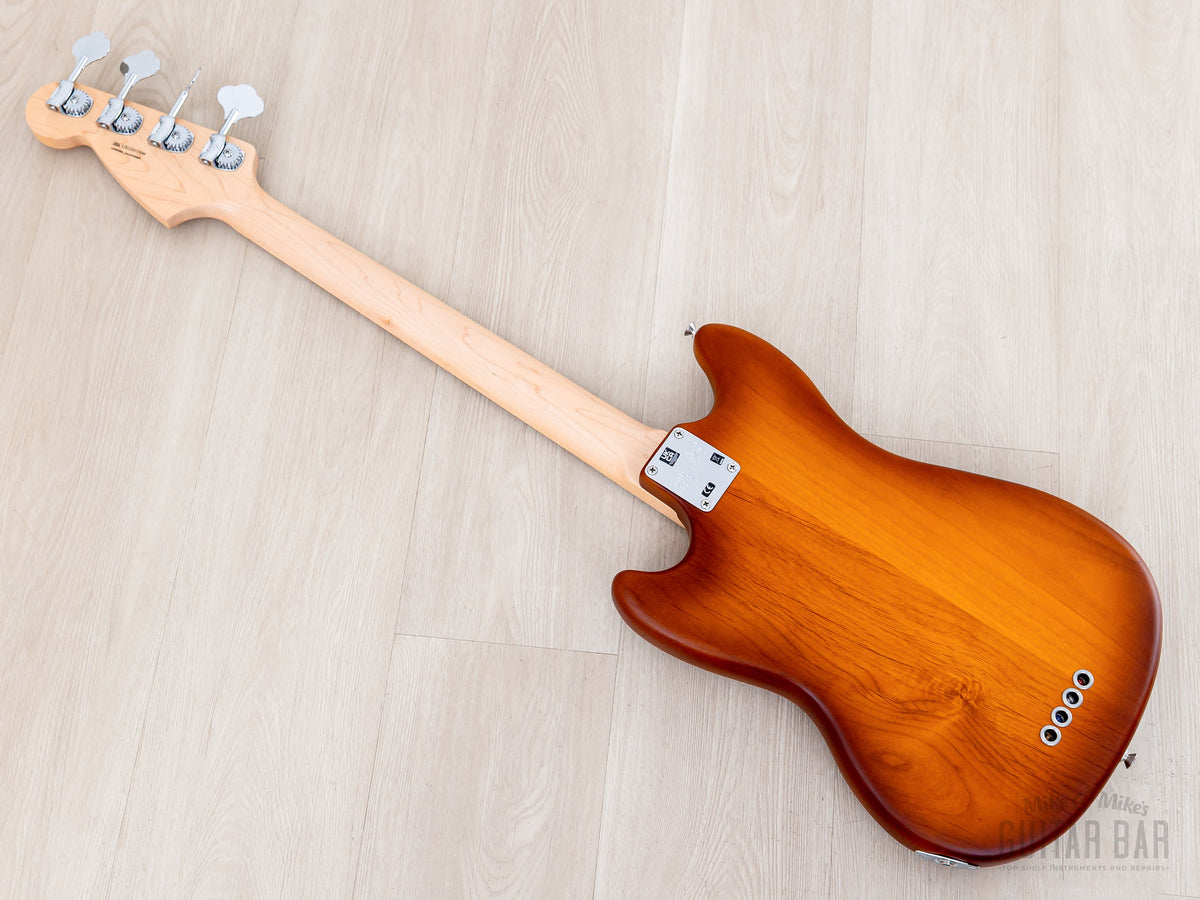 Back diagonal view showing satin maple neck and body back