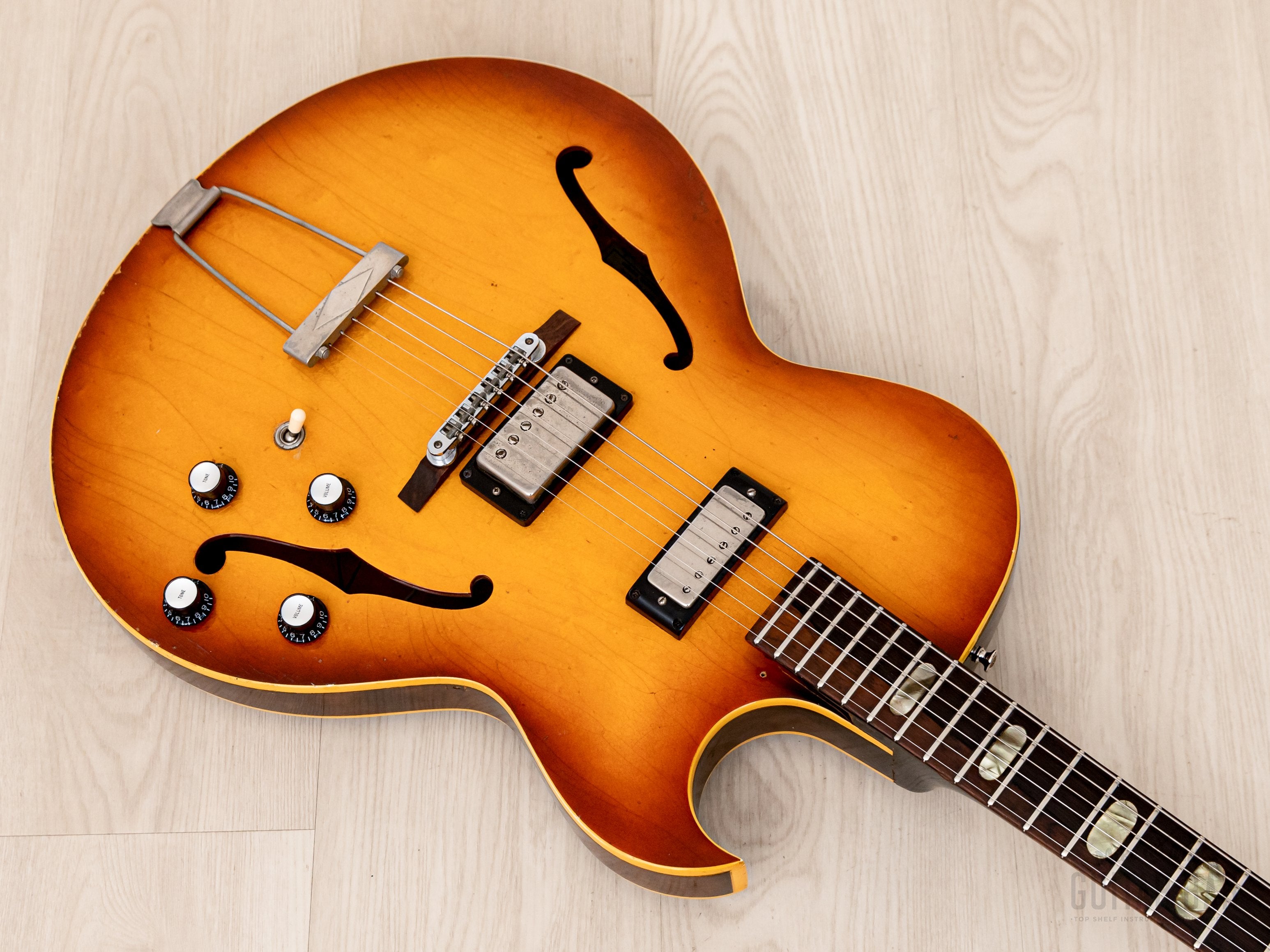 1964 Epiphone Sorrento E452T Vintage Hollowbody Guitar Sunburst w/ PAF Mini Hum & T Top, Case
