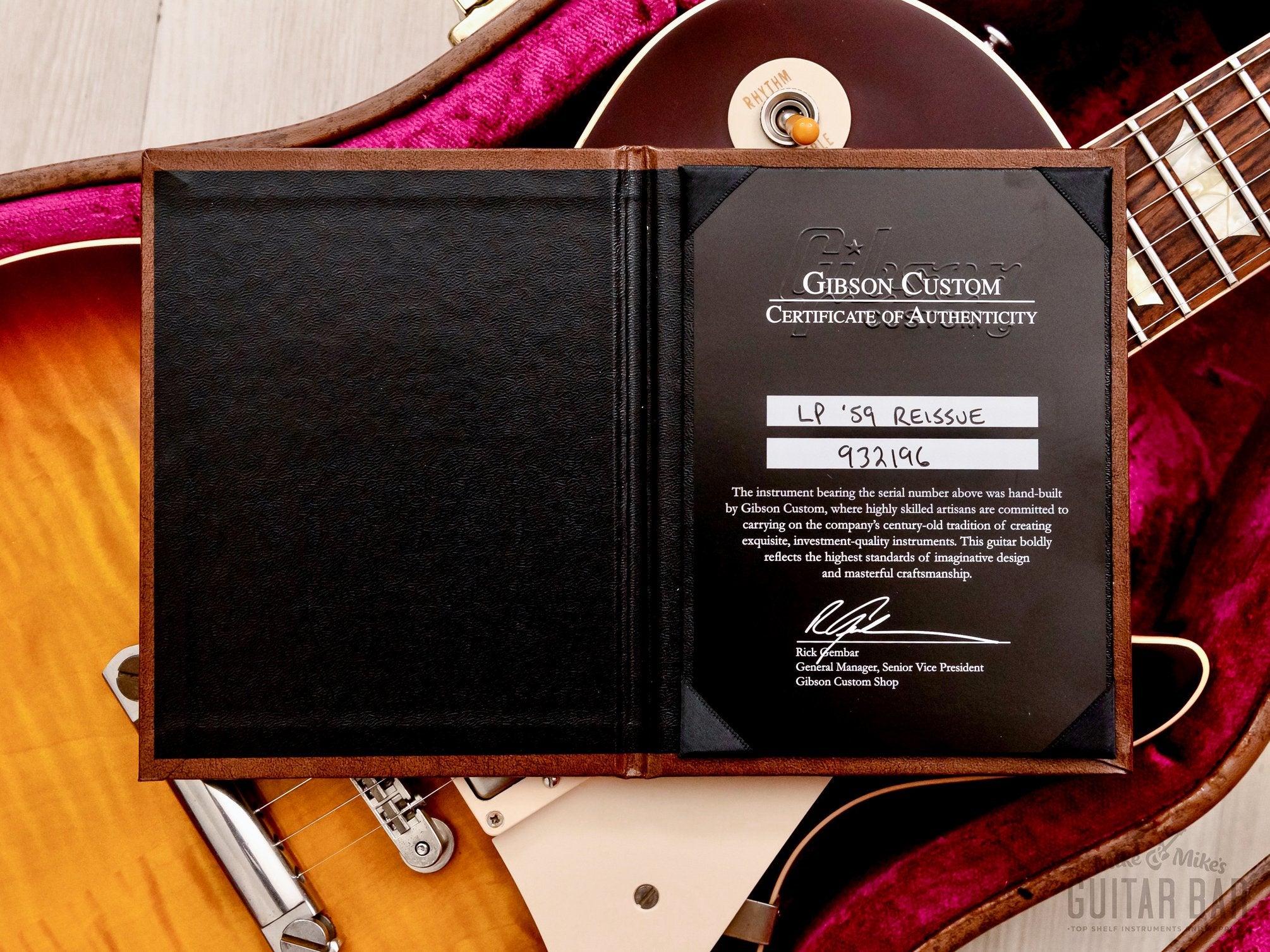 2013 Gibson Custom Shop Historic 1959 Les Paul Standard R9 Bourbon Burst w/ Case, COA, Tags