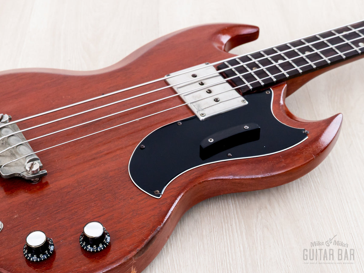 1964 Gibson EB-0 bass - body and Mudbucker pickup close-up