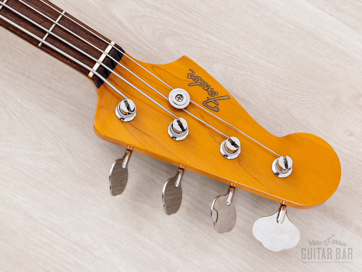 left-handed Fender Jazz Bass headstock front