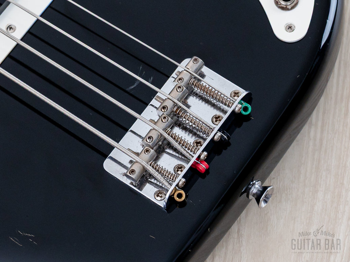 2002 Fender '57 Precision Bass PB57-53 Black, bridge close-up