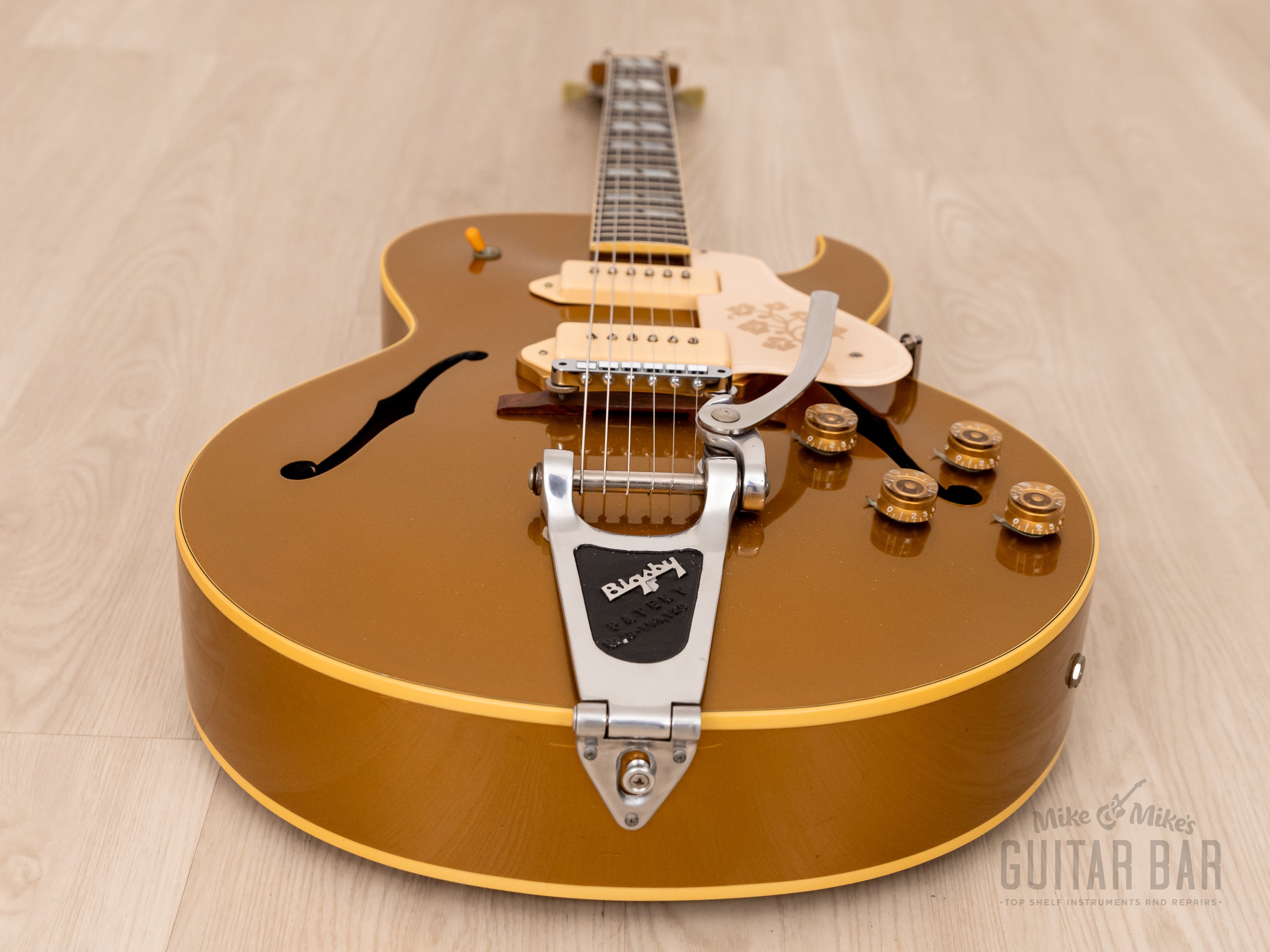 1990 Gibson ES-295 Hollowbody Guitar Bullion Gold, Near-Mint w/ Bigsby, Case