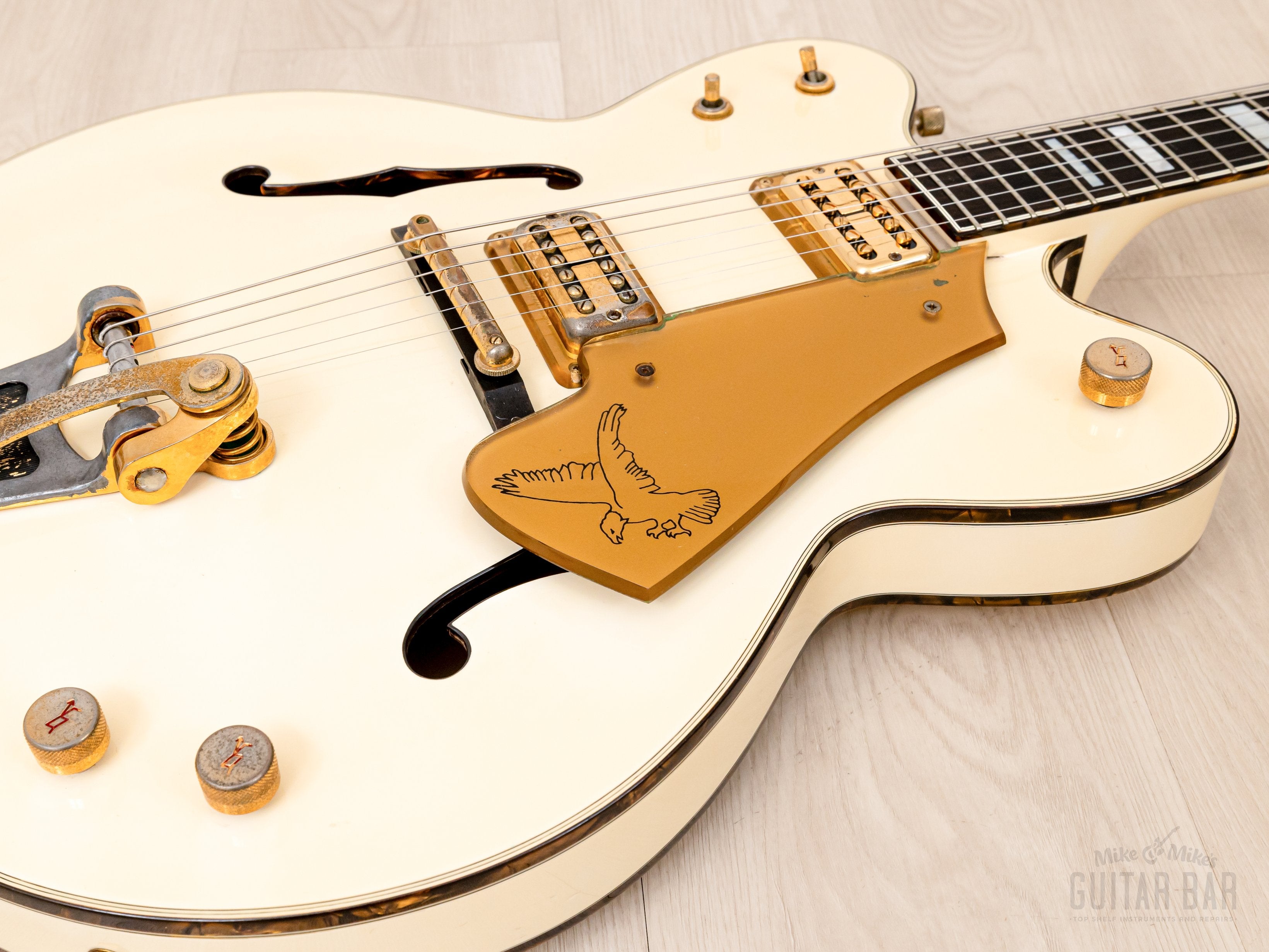 1987 Greco Super Real WF-140 White Falcon Vintage Guitar w/ Lacquer Finish, TV Jones, Case
