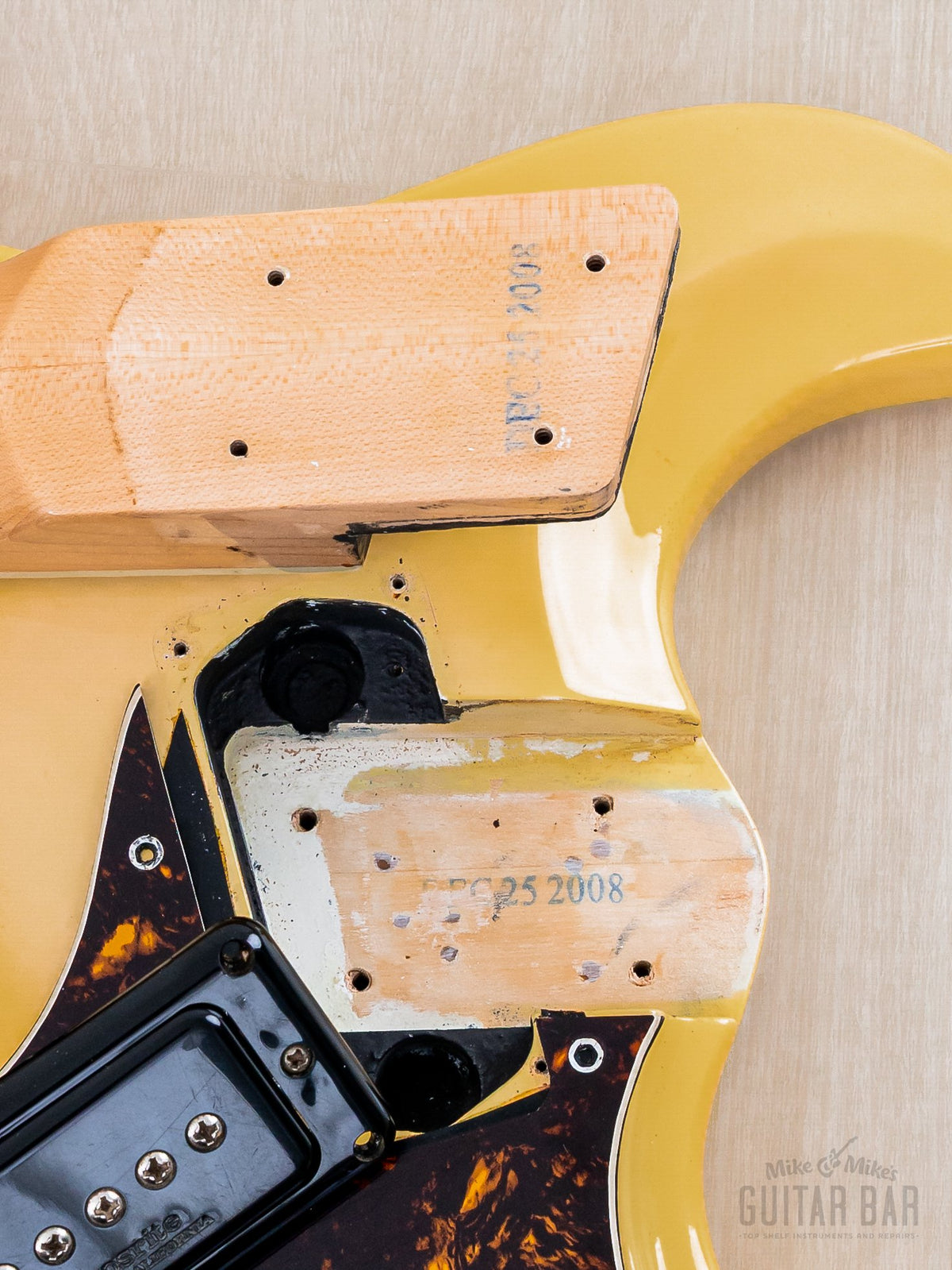 Mosrite '65 PW #60 neck heel with factory date stamp
