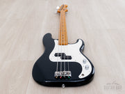 2002 Fender '57 Precision Bass PB57-53 Black, front view from the strap-button end