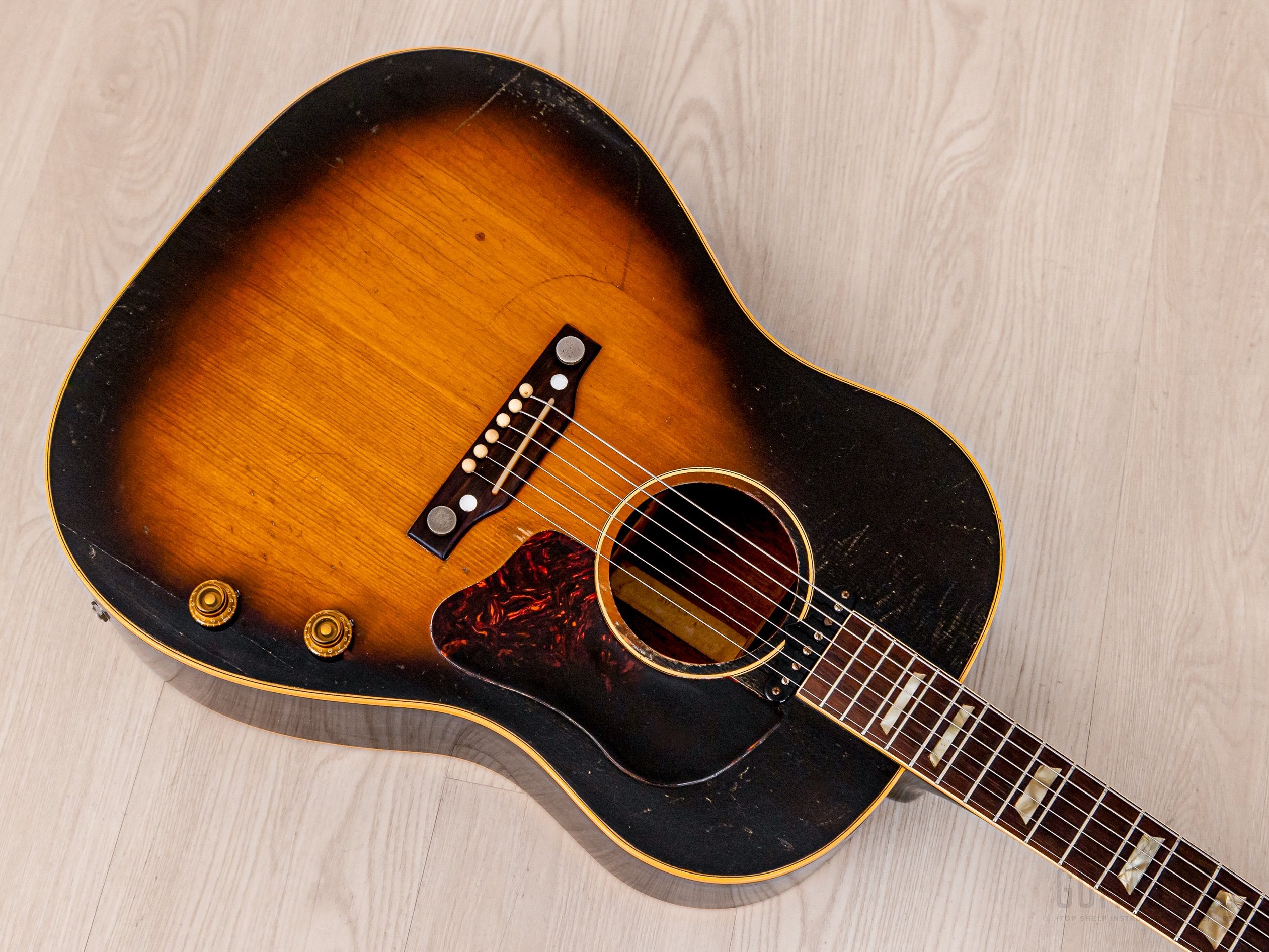 1955 Gibson J-160E Vintage Acoustic Electric Guitar Solid Top/Back w/ P-90 & Case
