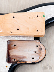 Close-up of Warmoth neck heel and neck pocket