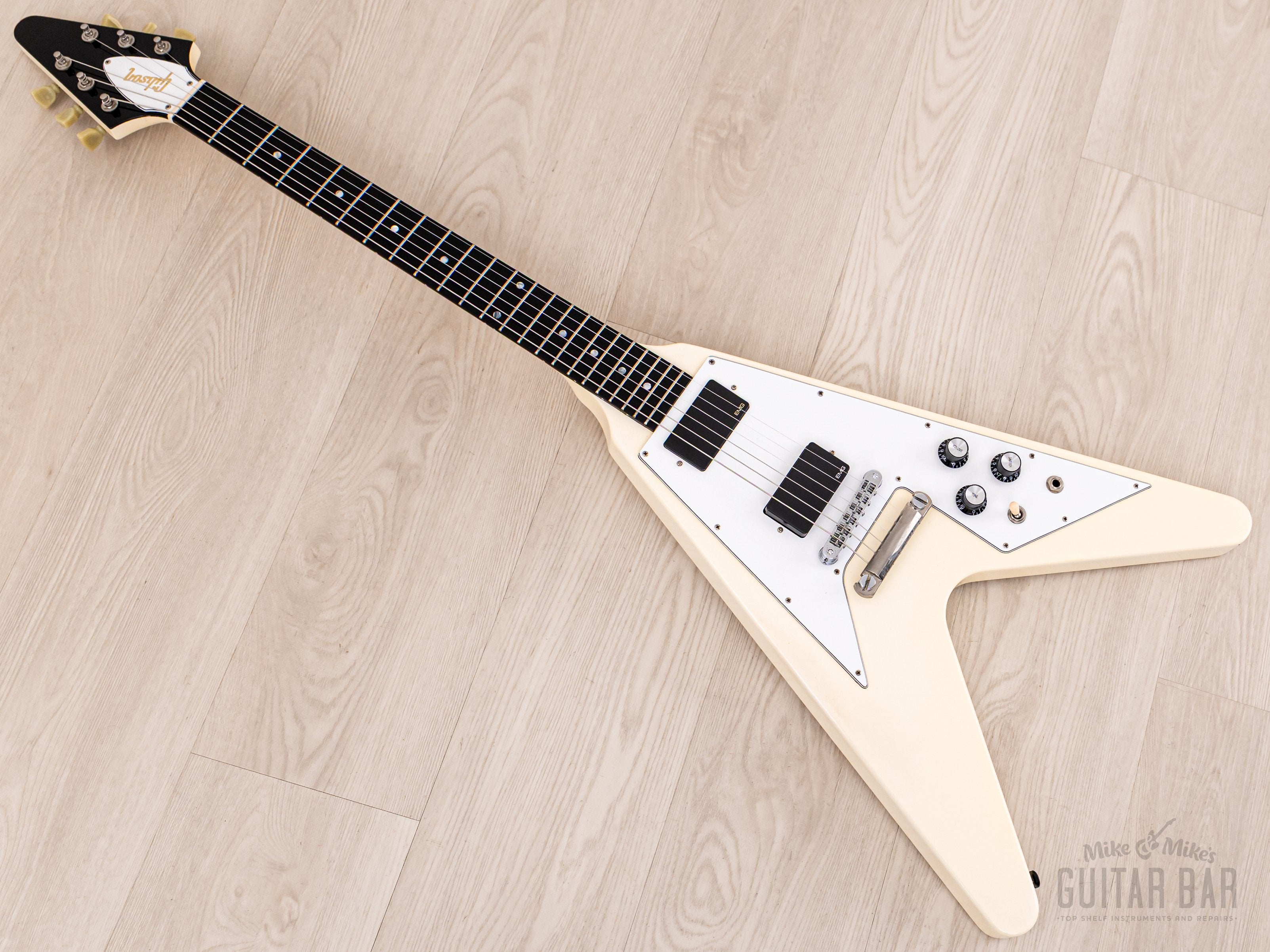 1997 Gibson Flying V '67 Vintage Reissue Alpine White w/ Ebony Fretboard, Active EMG Pickups, Case