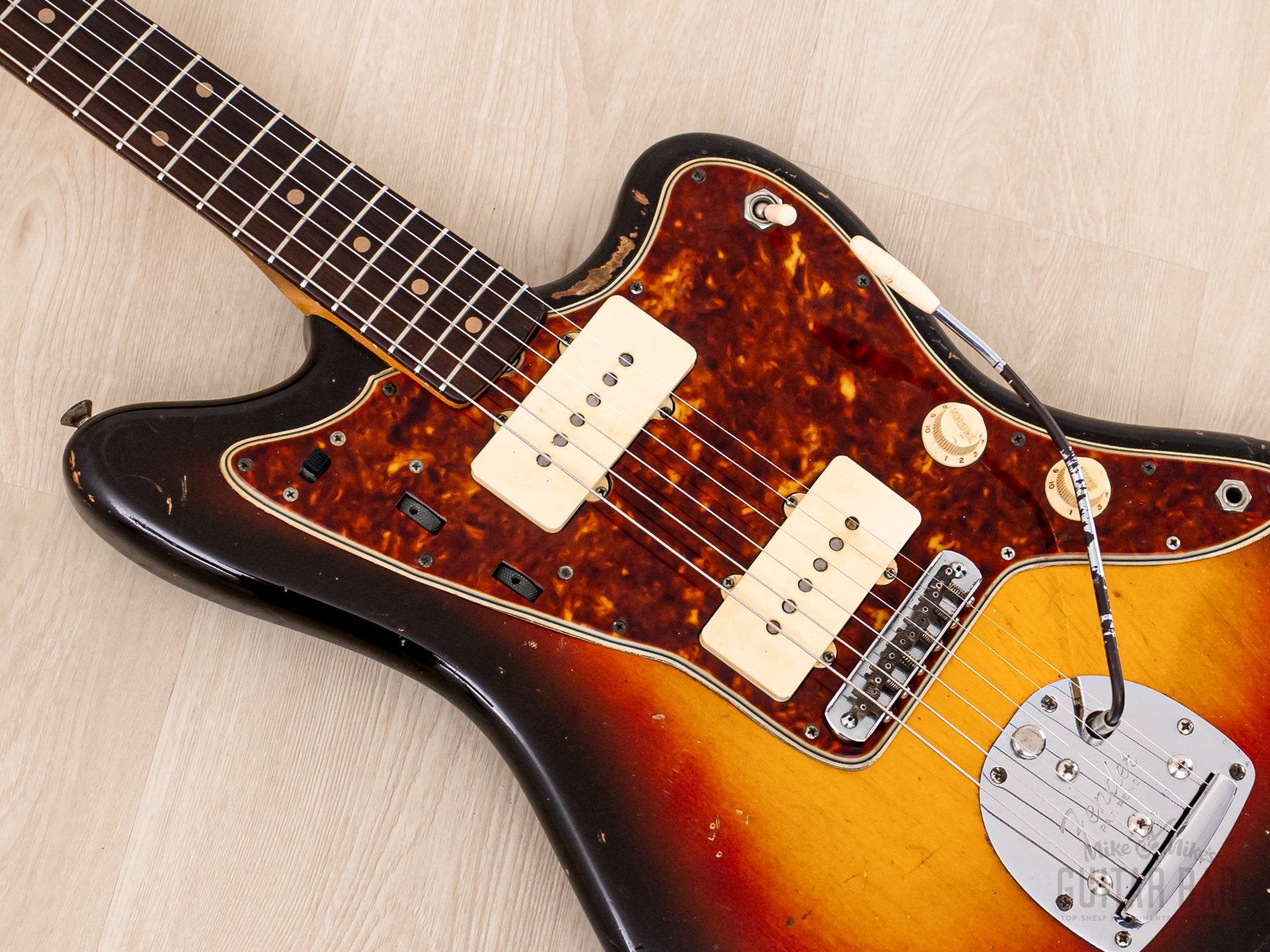 1961 Fender Jazzmaster Pre-CBS Slab Board Vintage Offset Guitar Sunburst, 100% Original w/ Case
