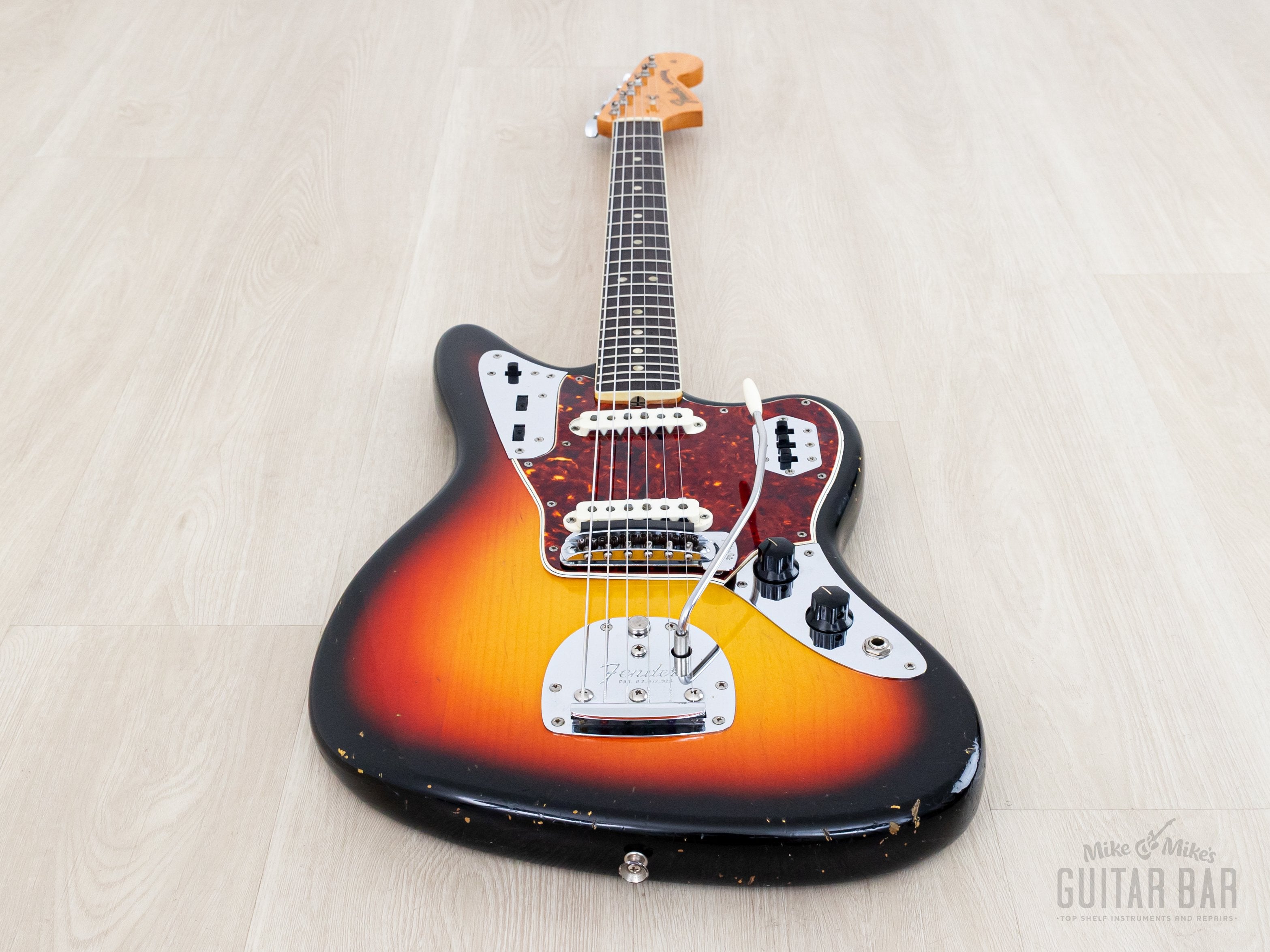 1966 Fender Jaguar Vintage Offset Guitar Sunburst w/ Big Neck, Case