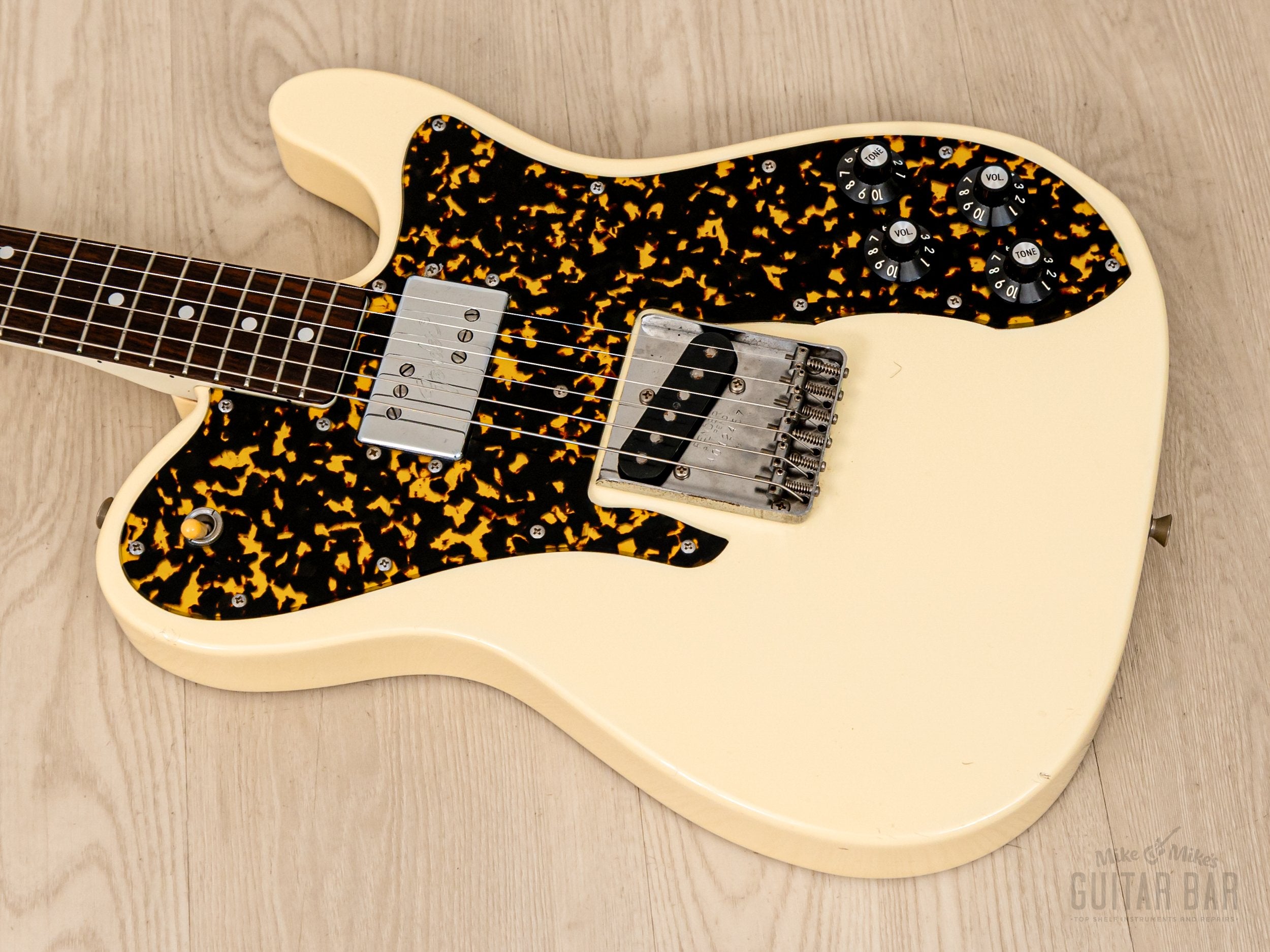 1990 Fender Order Made Telecaster Custom TC72 White, Non-Catalog w/ Leopard Guard, Japan MIJ Fujigen