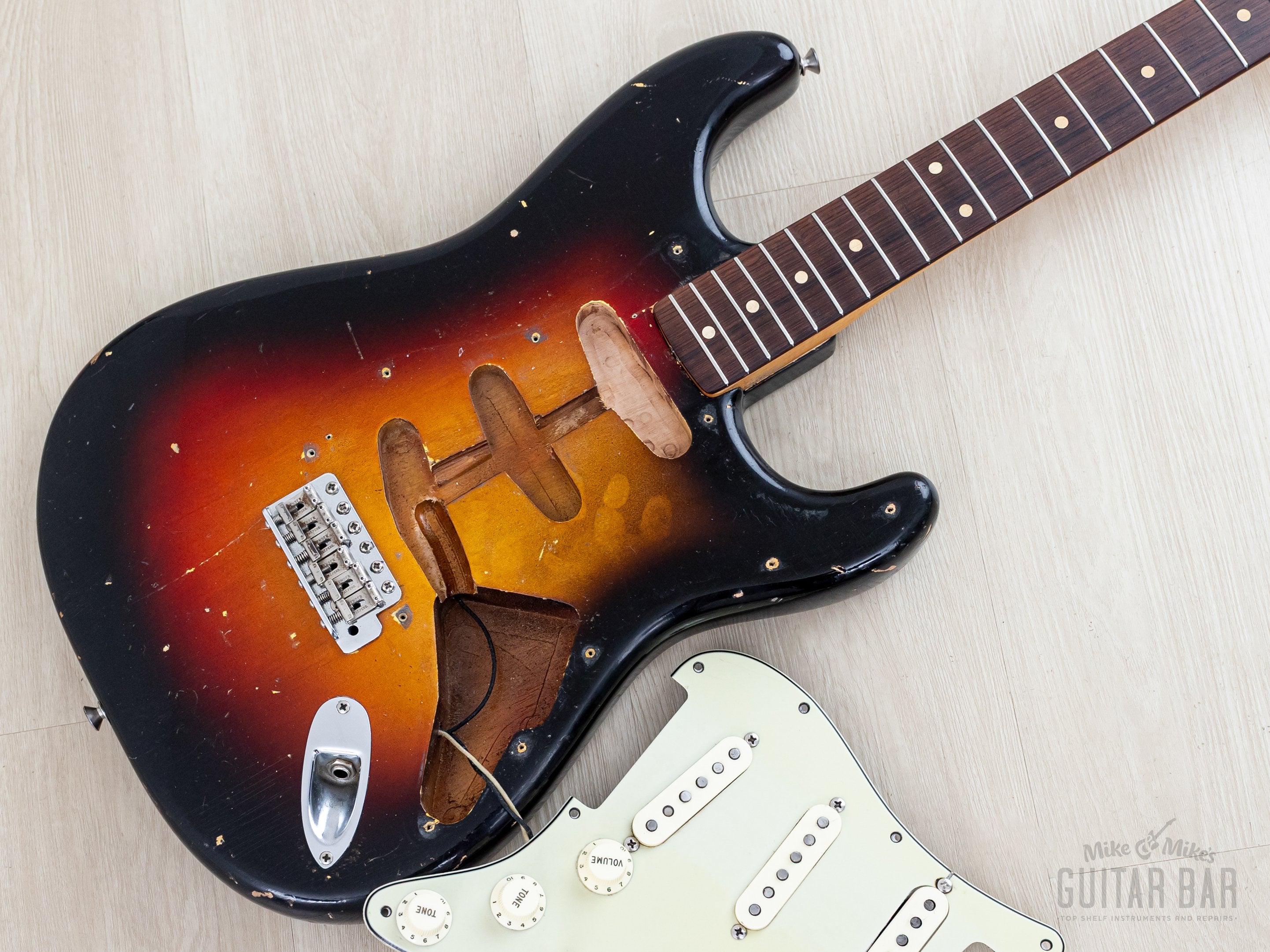 1961 Fender Stratocaster Vintage Guitar Sunburst Slab Board w/ Flame N