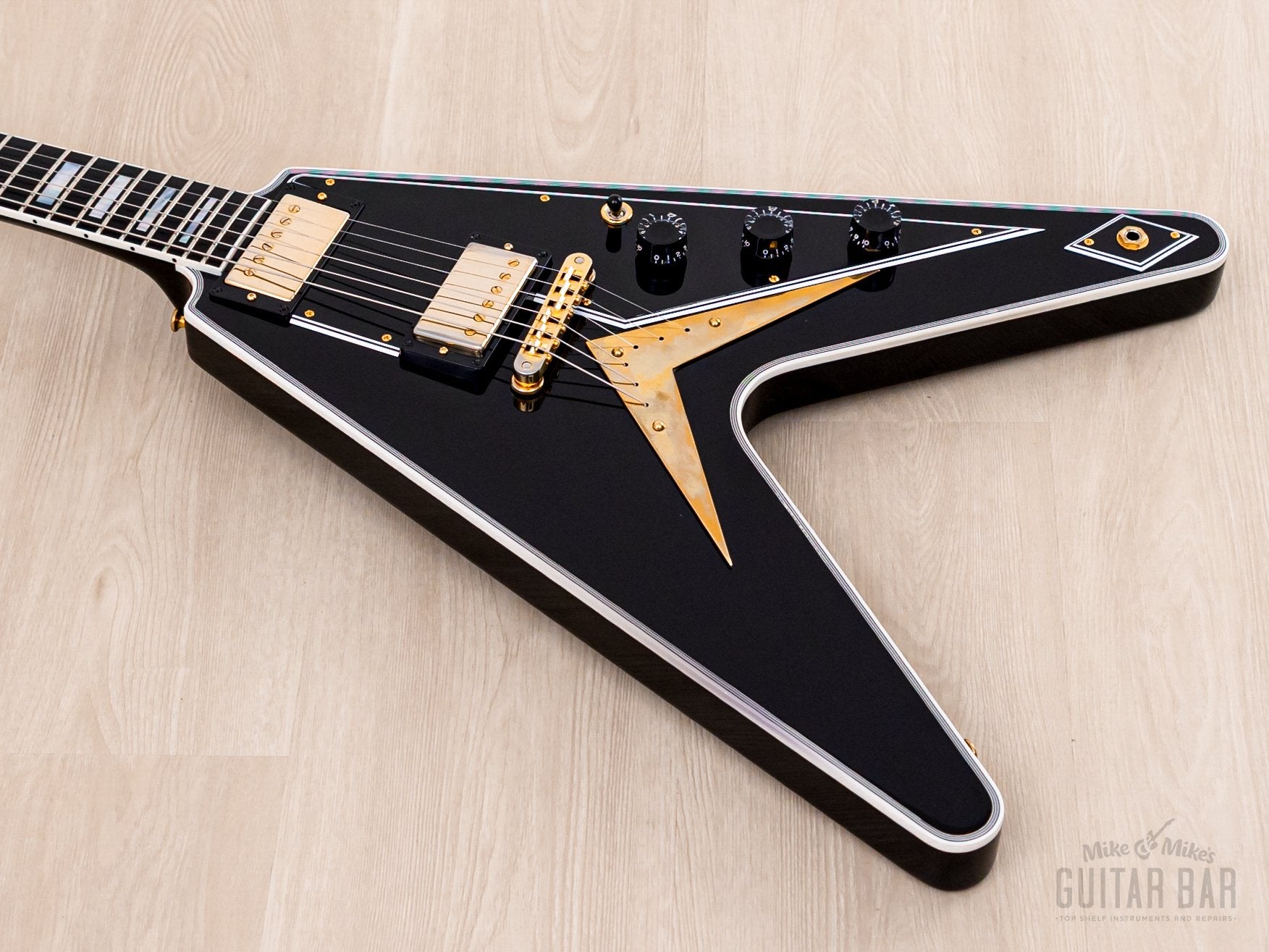 2022 Gibson Custom Shop Flying V Custom Black Beauty w/ Case, Tags & COA