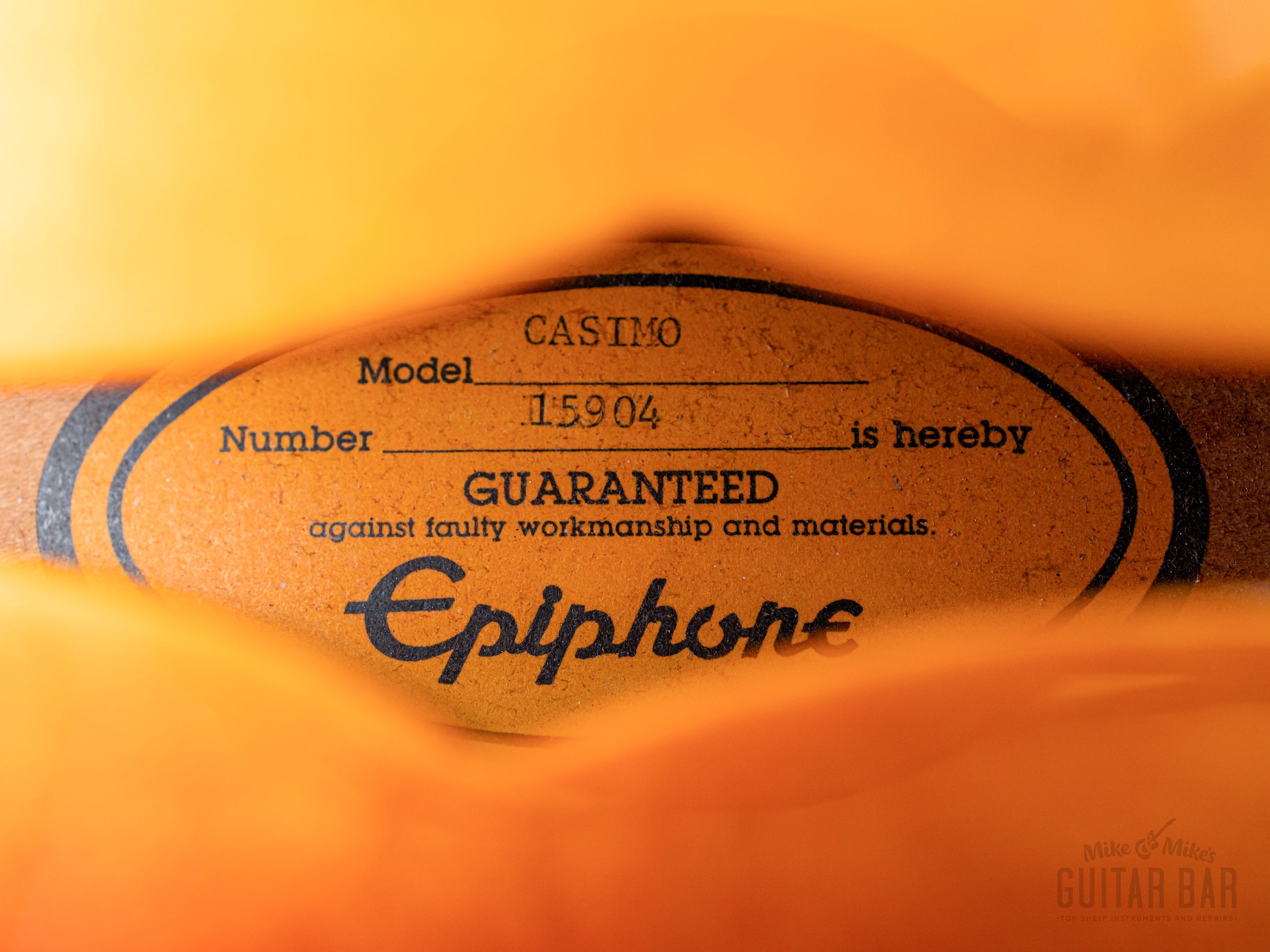 1991 Epiphone Casino Vintage Guitar Sunburst Pre-Elitist, Near-Mint w/