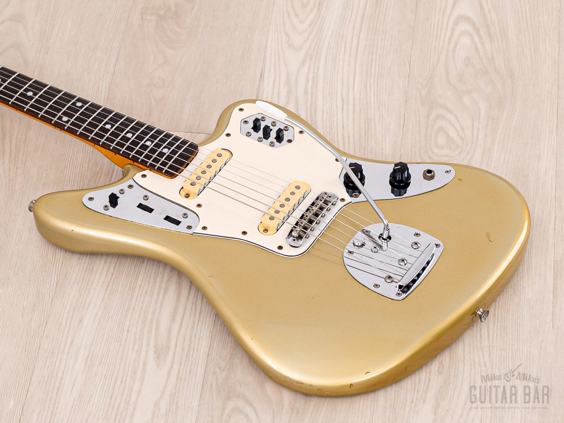 1993 Fender Order Made Jaguar '62 Vintage Reissue JG66 Shoreline Gold + Headstock w/ Case, Japan MIJ Fujigen