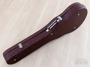 Ibanez AM200 brown hardshell case closed, angled view