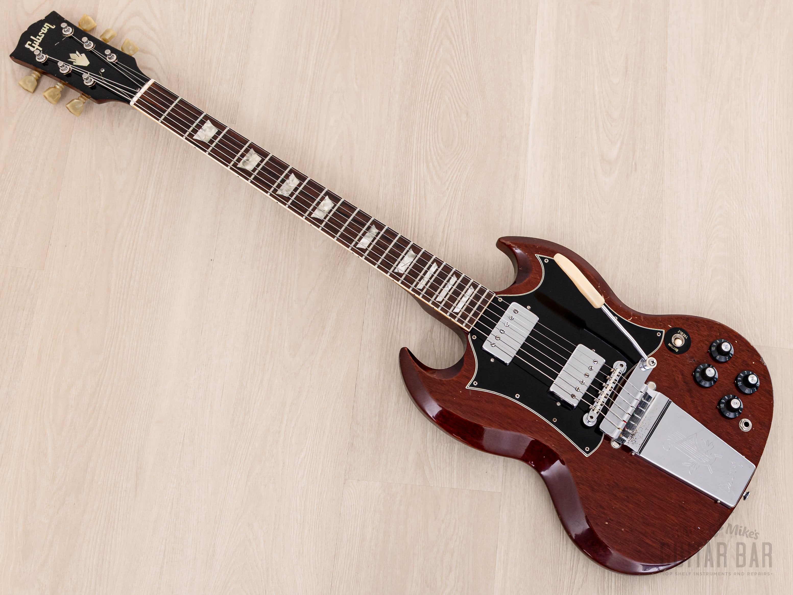 1969 GIbson SG Standard Vintage Guitar Cherry w/ Maestro Vibrola, Pat # T-Tops, Case