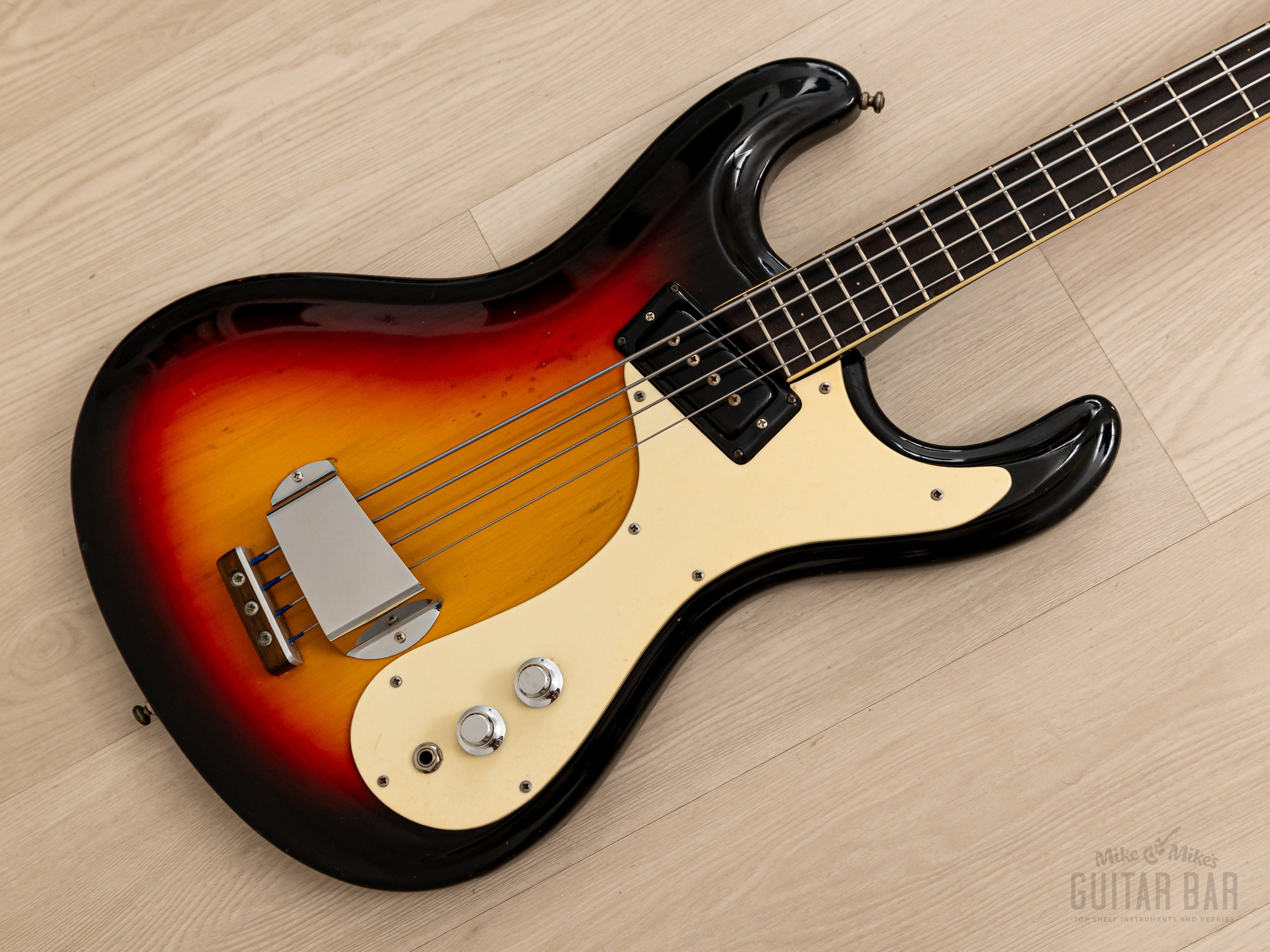 1965 Mosrite Ventures Model Vintage Short Scale Bass Sunburst, 100% Original w/ Case