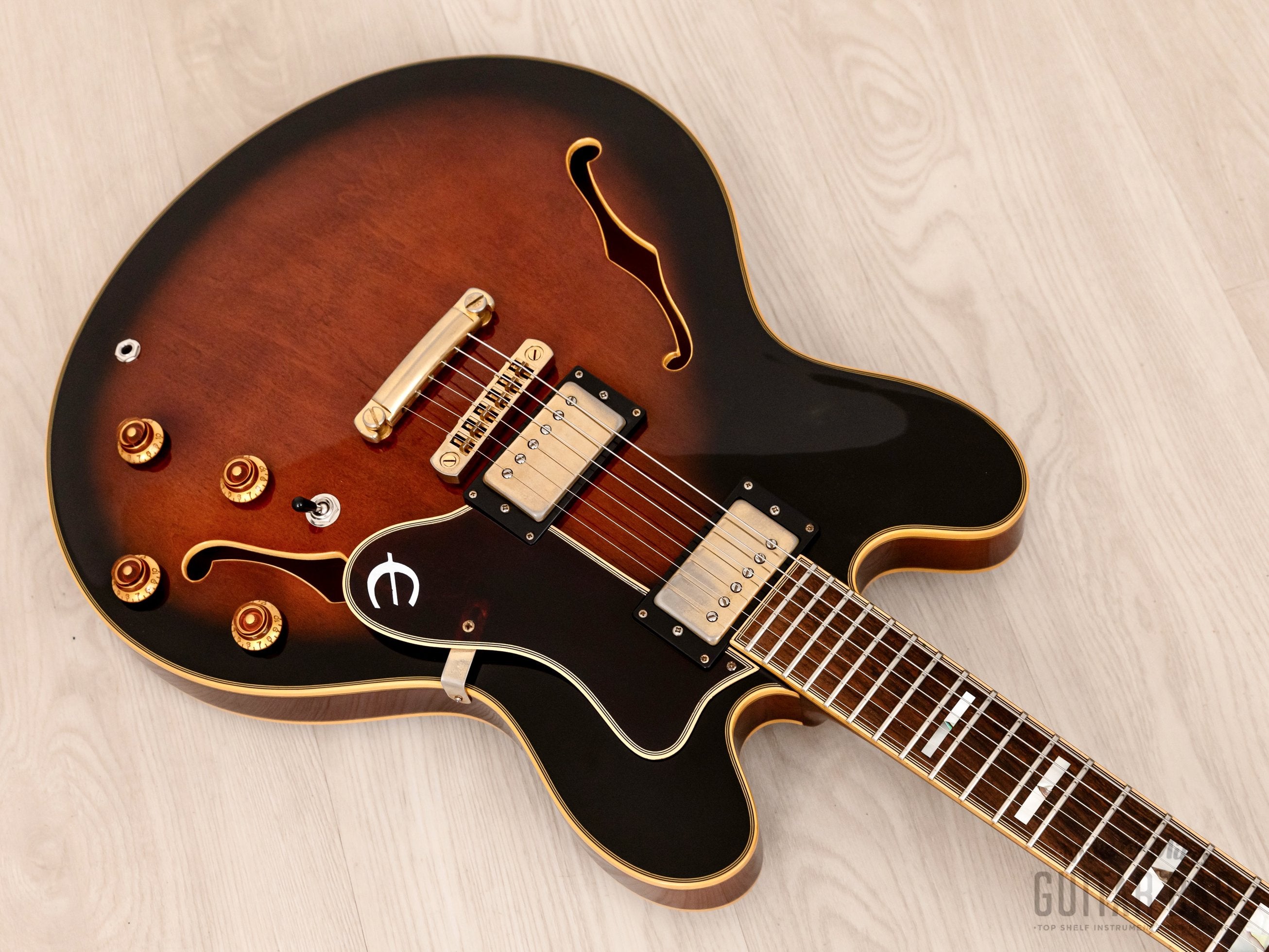 1995 Epiphone Sheraton II Semi-Hollow Guitar Tobacco Sunburst w/ Case, Hangtags