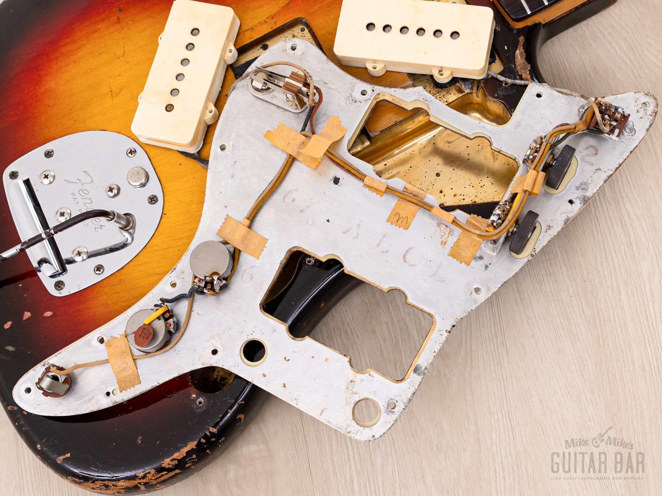 1961 Fender Jazzmaster Pre-CBS Slab Board Vintage Offset Guitar Sunburst, 100% Original w/ Case