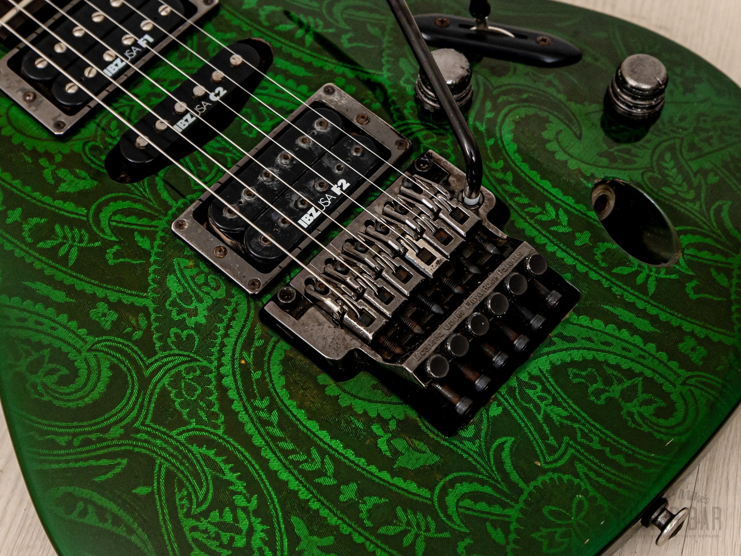 1990 Ibanez S Series S540 HSH Green Paisley Non-Catalog Finish, Japan Fujigen