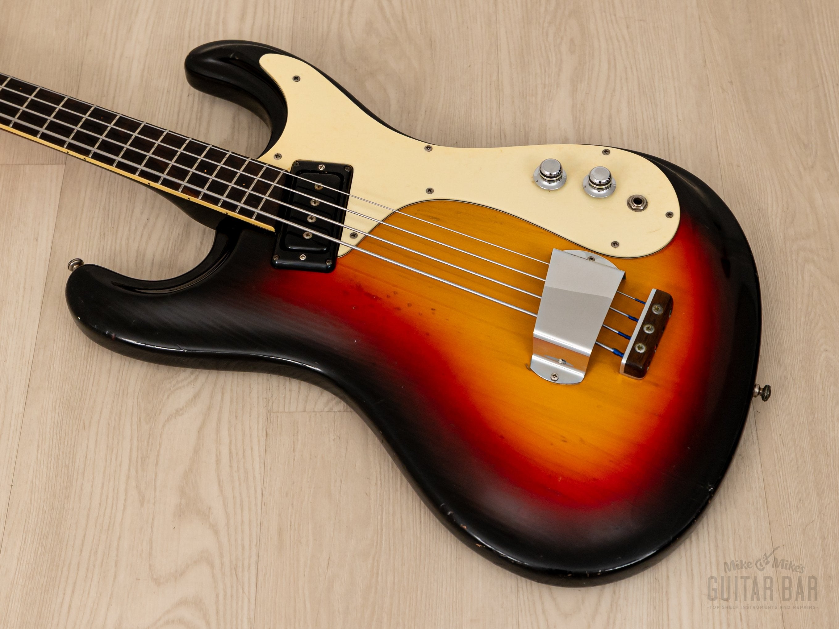 1965 Mosrite Ventures Model Vintage Short Scale Bass Sunburst, 100% Original w/ Case