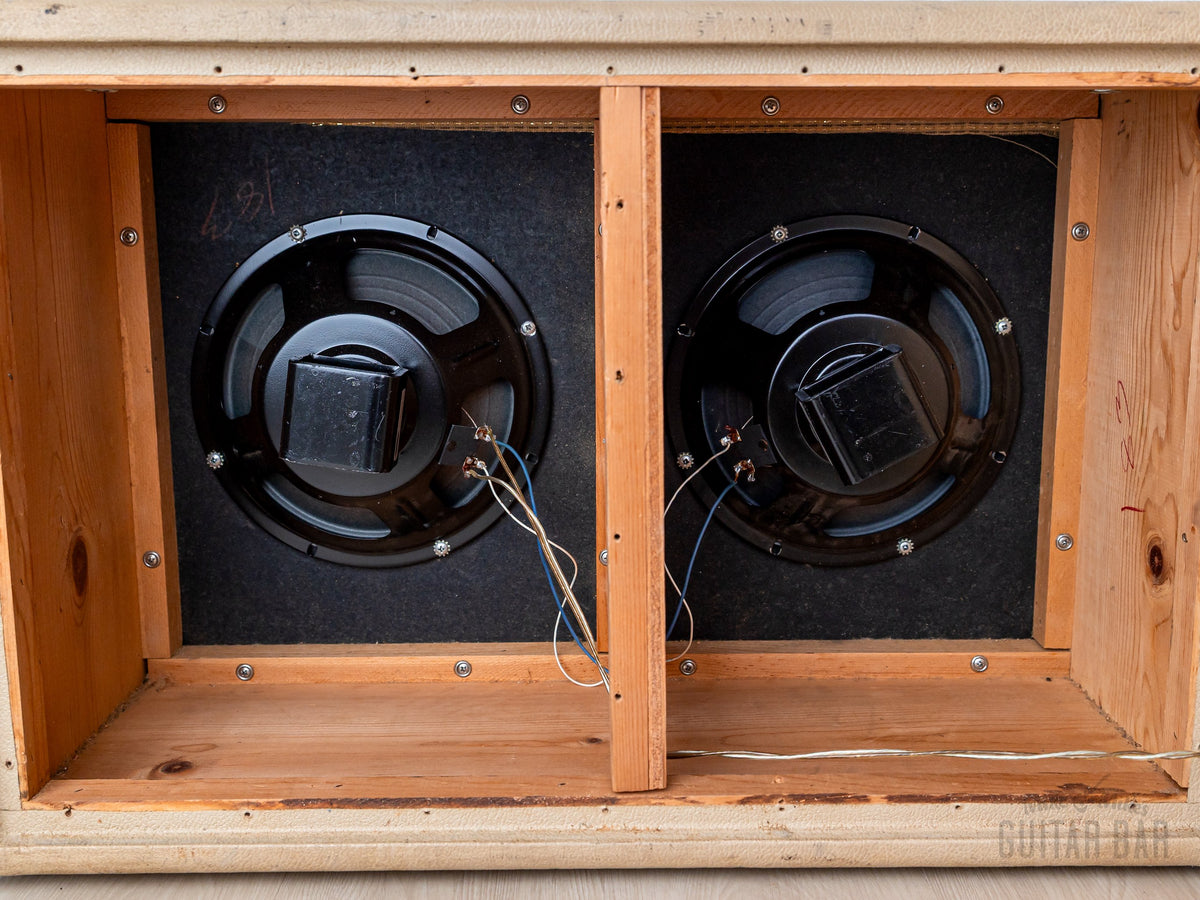 Fender Tremolux 2x10 cabinet interior with two 10-inch speakers
