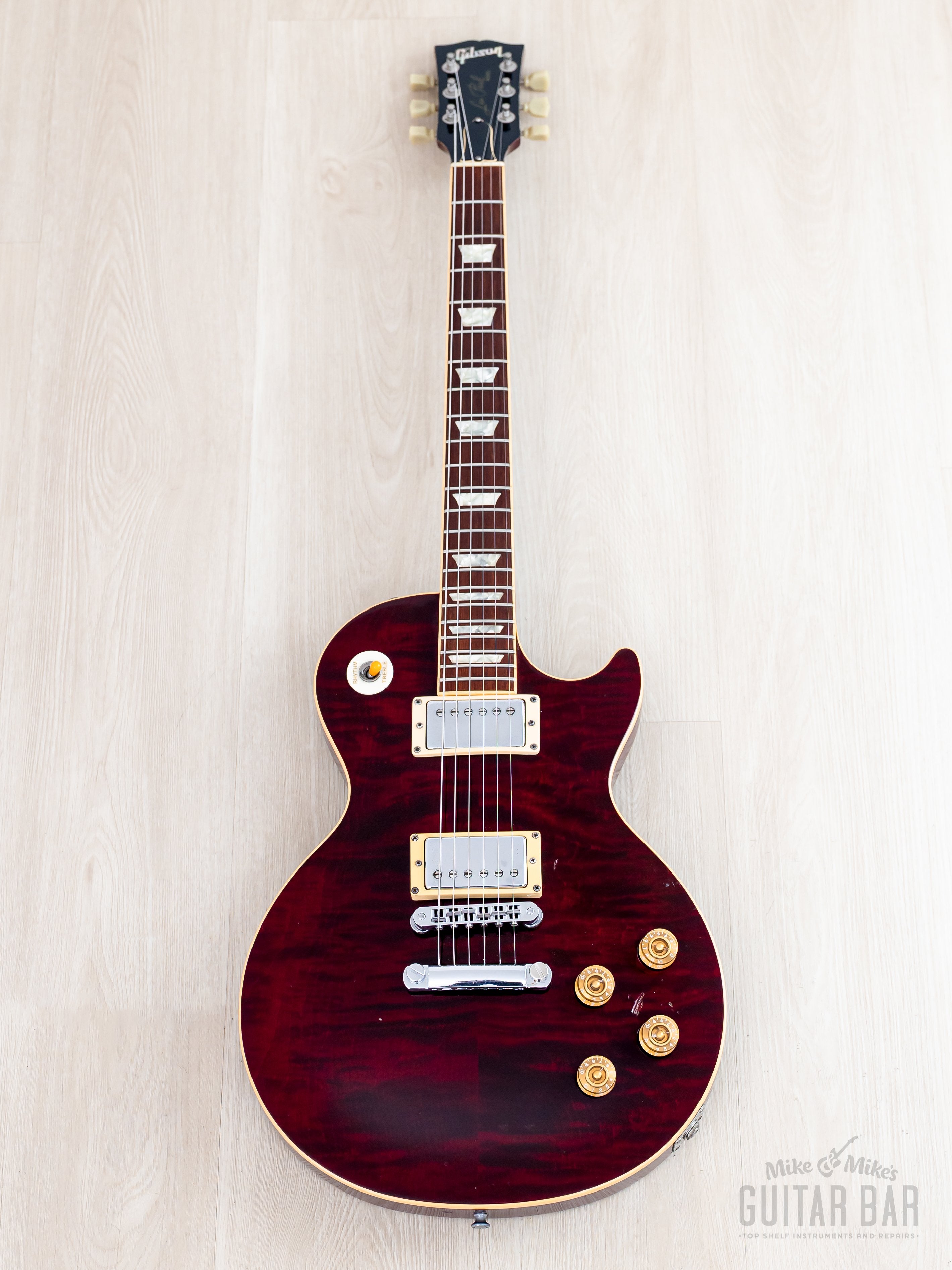 1996 Gibson Les Paul Standard Flame Top Wine Red One-Piece Body, 100%