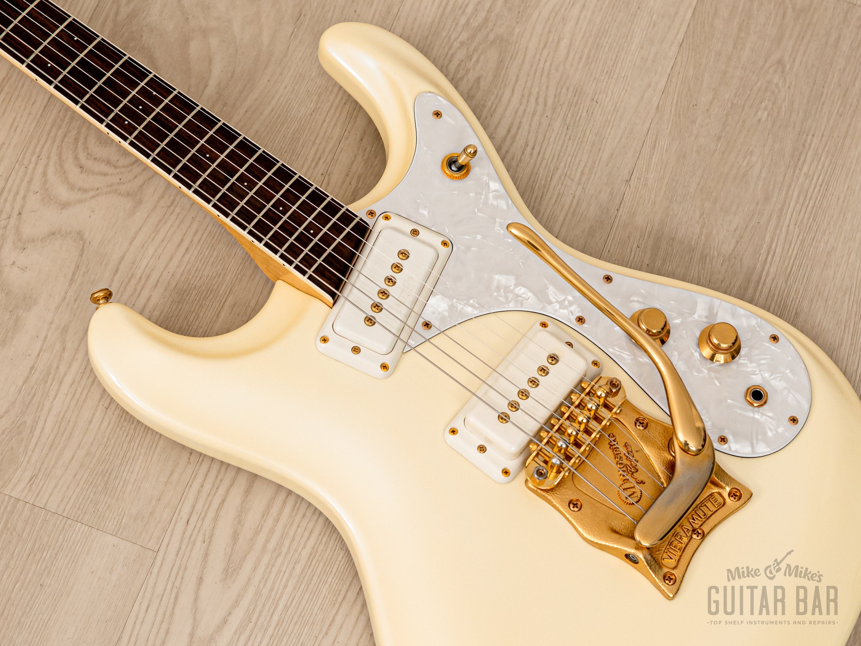 2000s Mosrite Ventures Model Super Custom '65 Pearl White w/ Gold Hardware, Vibramute & Case, Japan Kurokumo