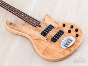 Angled view of spalted maple body and neck