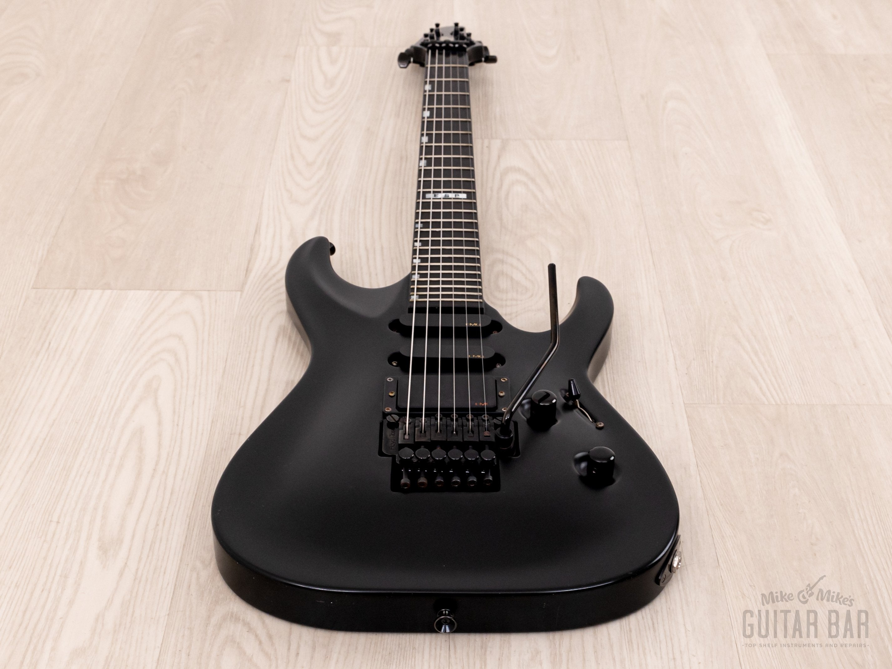 1995 ESP Custom Shop Horizon-Custom SSH Superstrat Black Satin w/ Floy