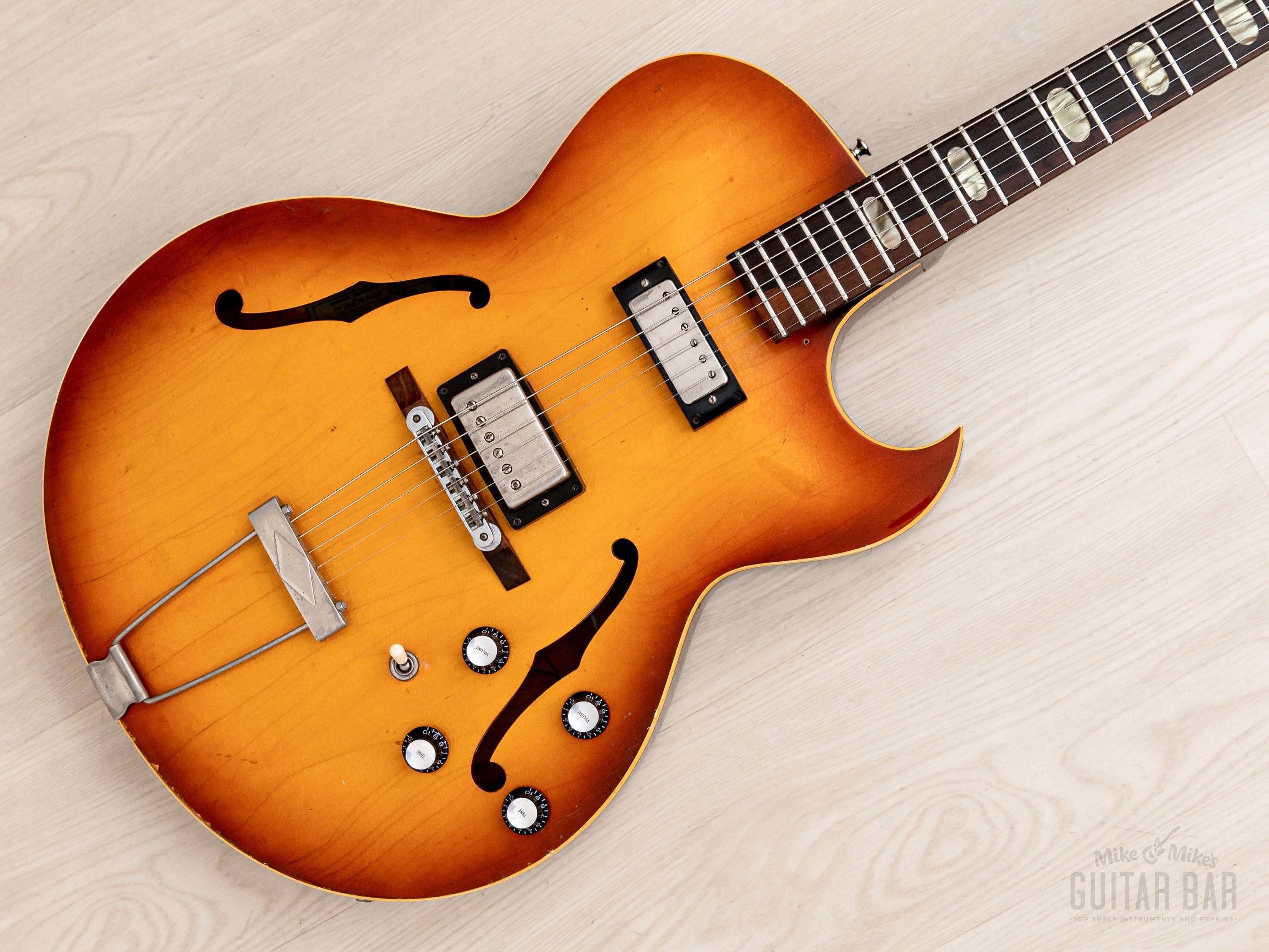 1964 Epiphone Sorrento E452T Vintage Hollowbody Guitar Sunburst w/ PAF Mini Hum & T Top, Case