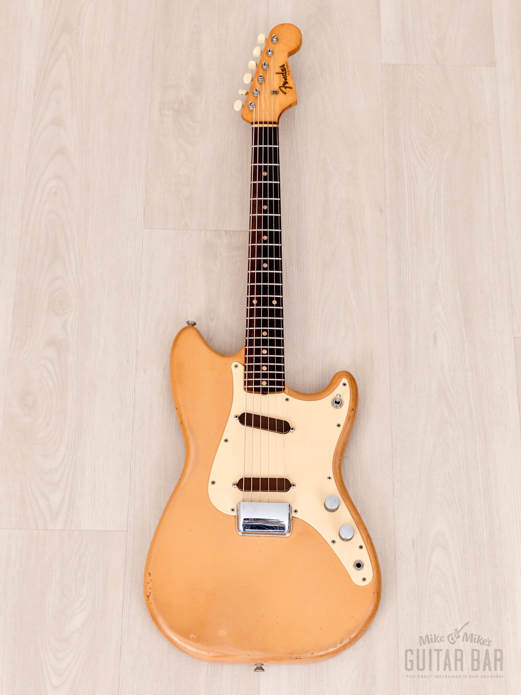 1960 Fender Duo Sonic Pre-CBS Vintage Guitar Desert Sand Slab Board w/ Bulwin Case, Cable
