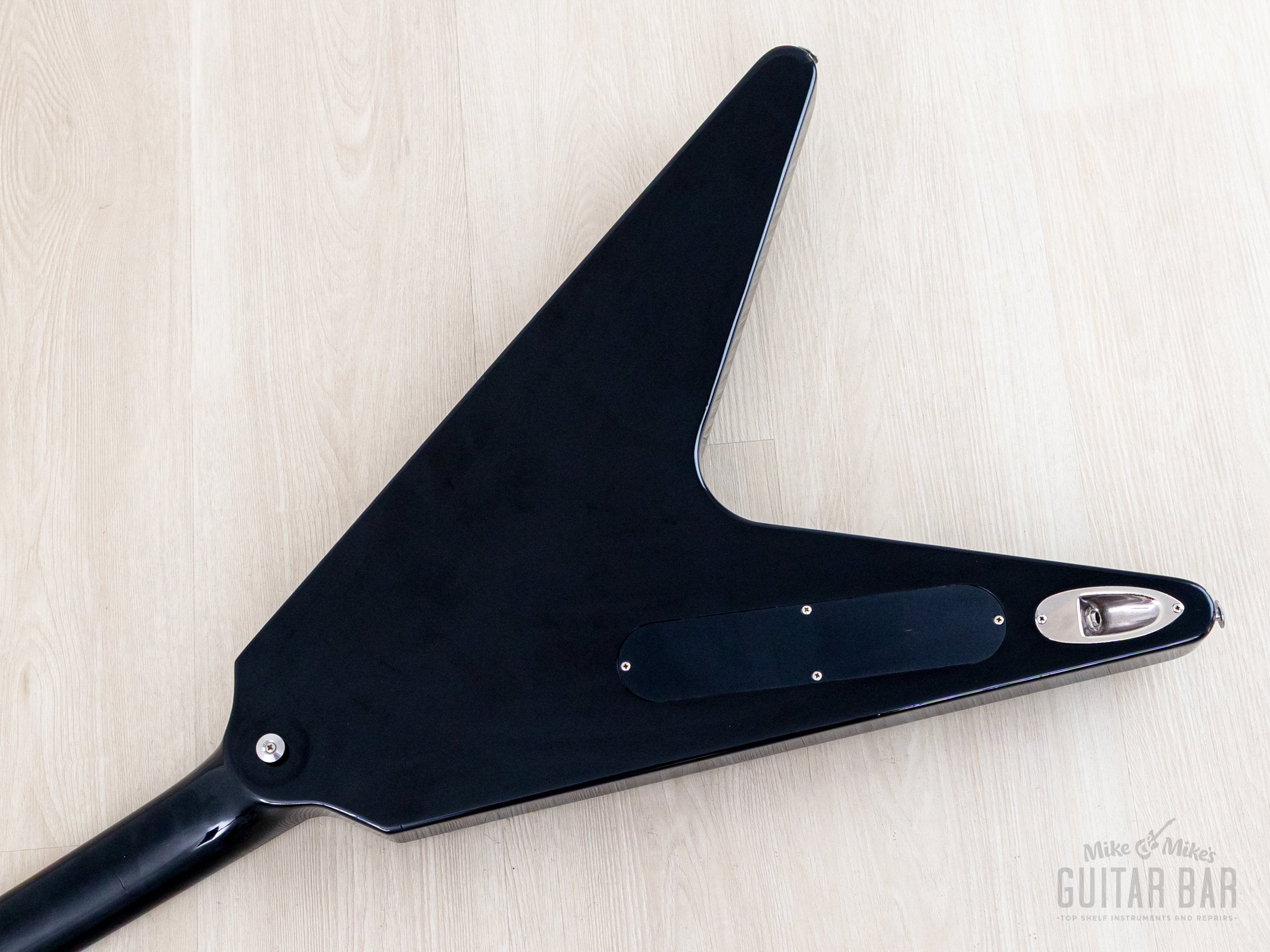 2002 Greco GVB-90 Flying V Bass Neck Through Real Black w/ Mini Humbuc