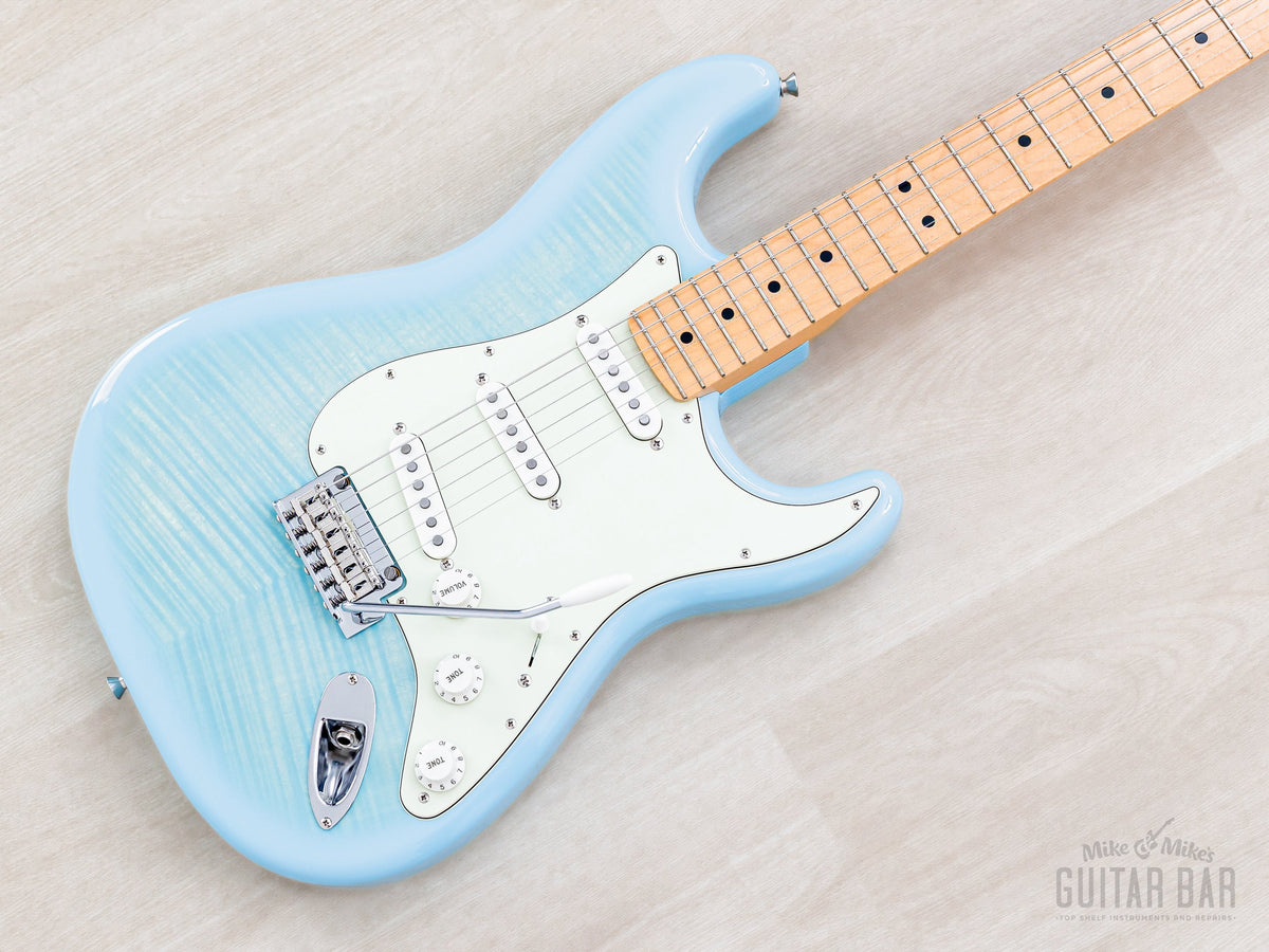 2024 Fender Hybrid II Stratocaster Flame Celeste Blue, front angled view